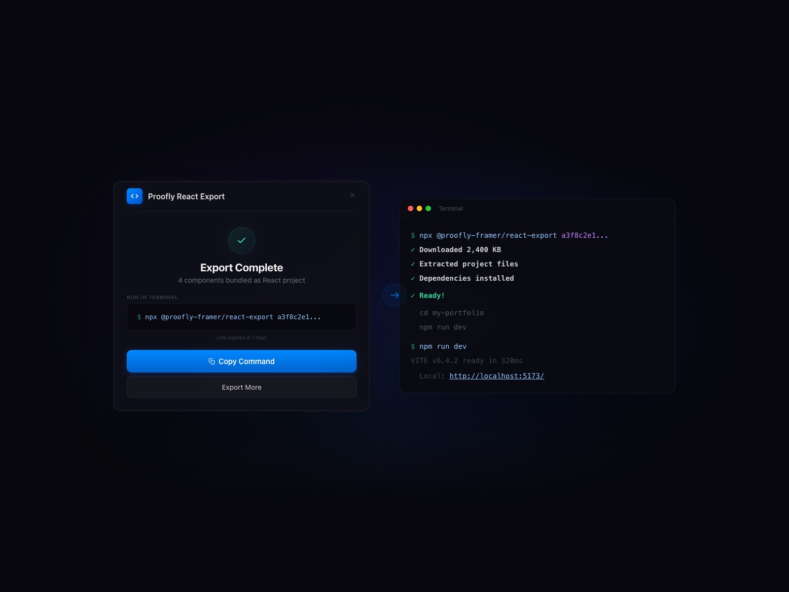 Thumbnail 2 for Proofly React Export, a Framer Marketplace template by Proofly.ae.