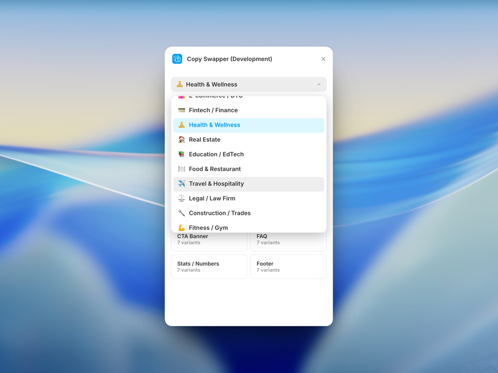 Thumbnail 2 for Copy Swapper, a Framer Marketplace template by Siddharth Ponnapalli.