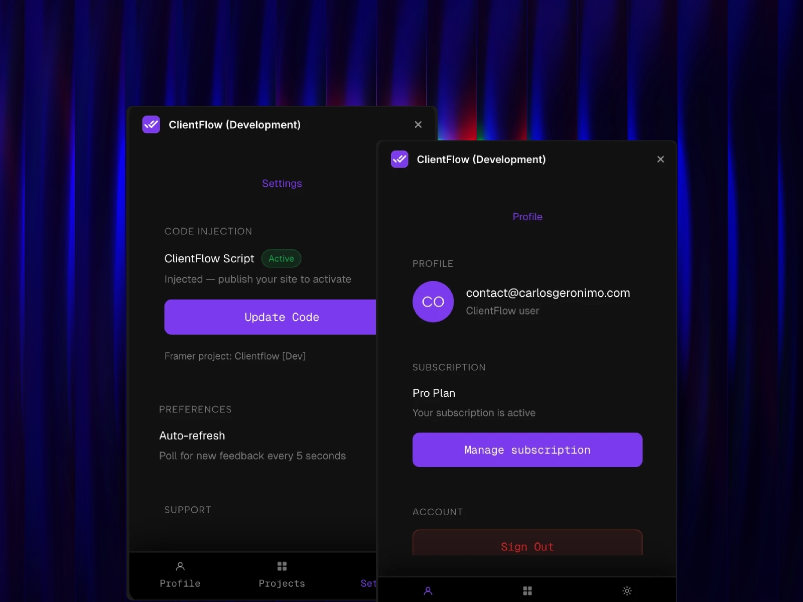 Screenshot 3 for ClientFlow, a Framer Marketplace plugin by Carlos Geronimo.