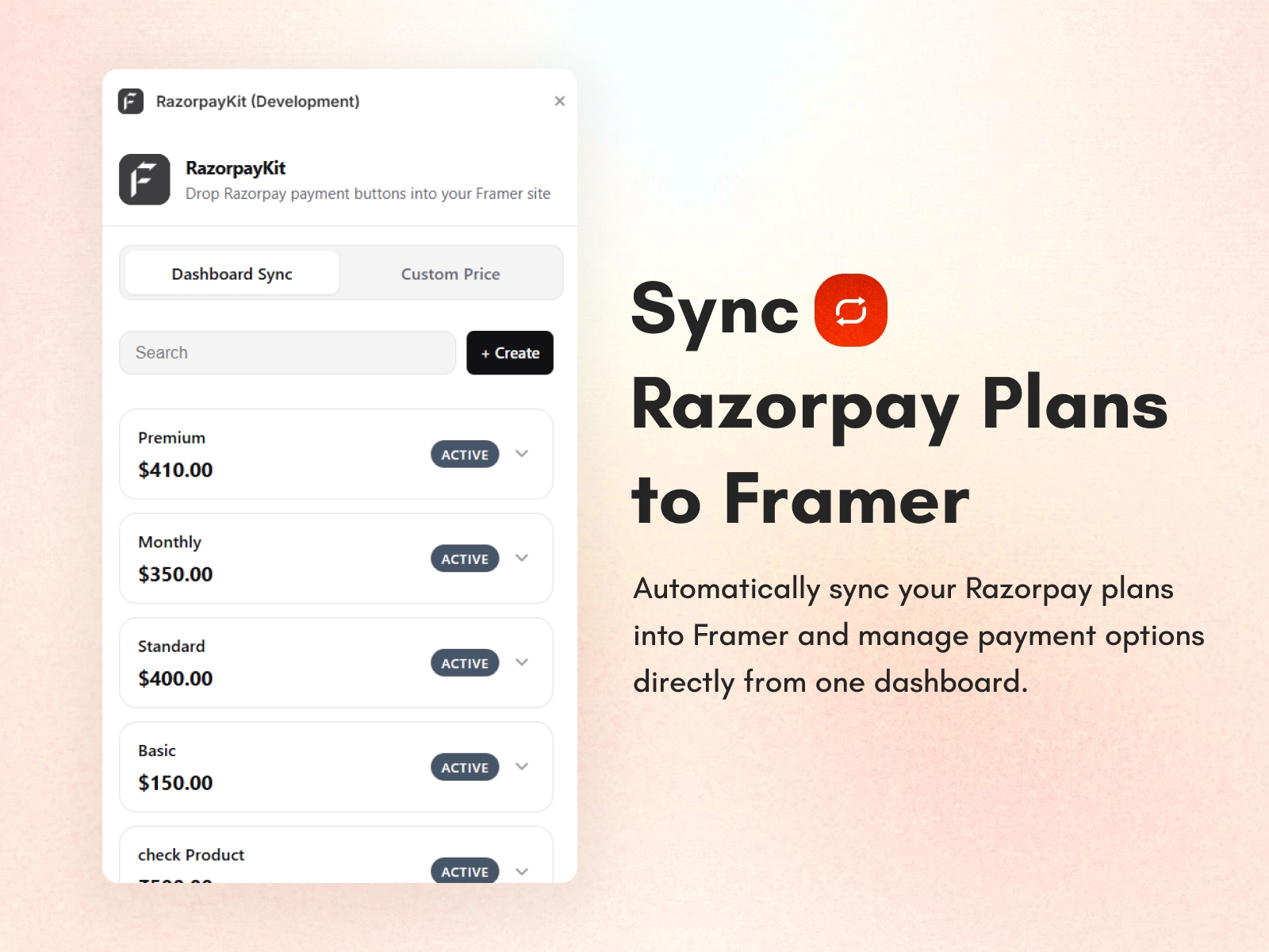 Thumbnail 2 for RazorpayKit, a Framer Marketplace plugin by FeCommerce.