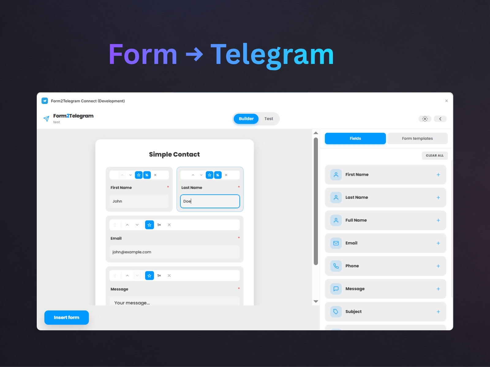 Thumbnail 2 for Form2Telegram Connect, a Framer Marketplace plugin by Ridhwan Ahsan.