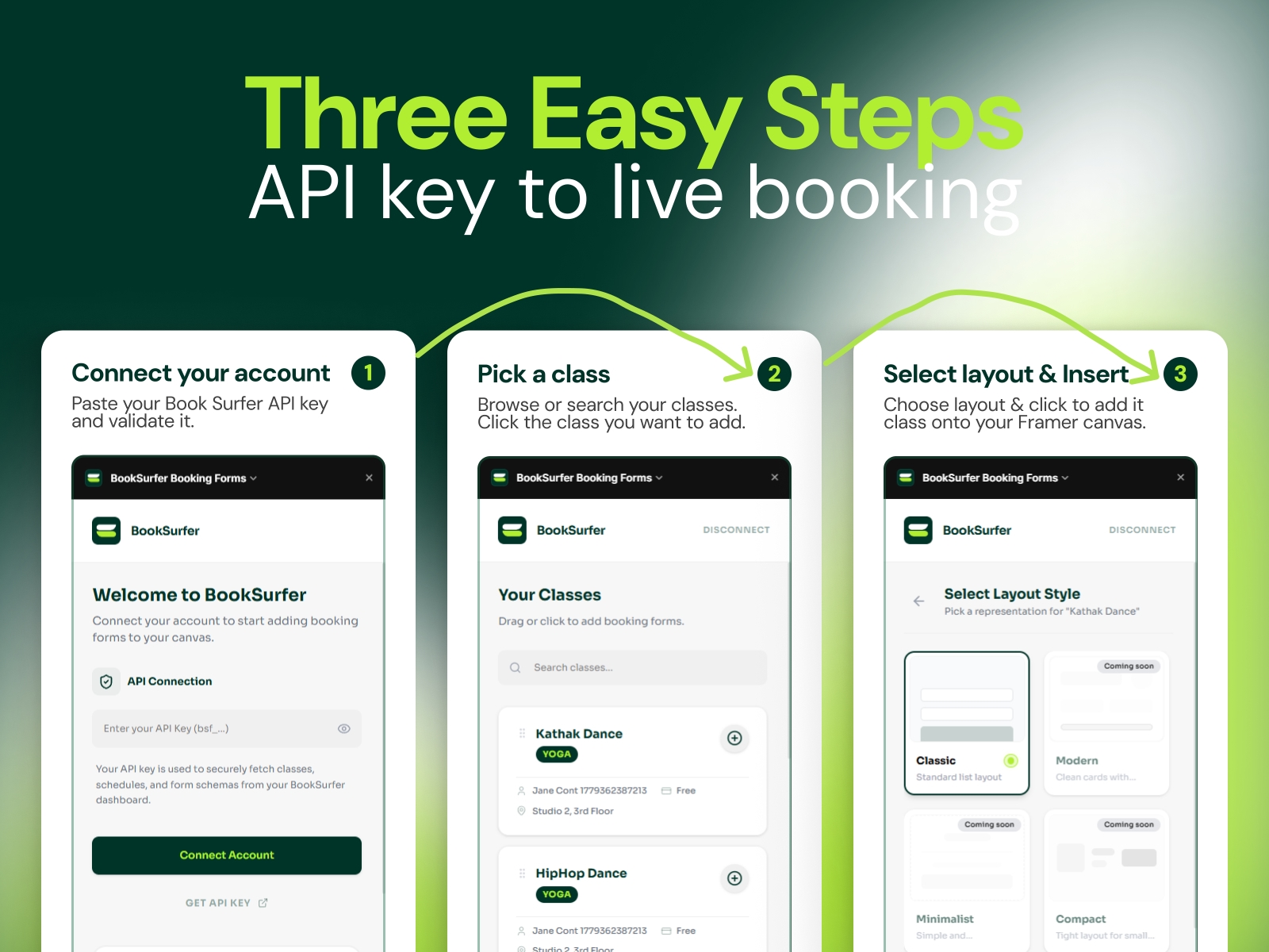 Thumbnail 2 for BookSurfer Booking Forms, a Framer Marketplace template by Aivorn Tech.