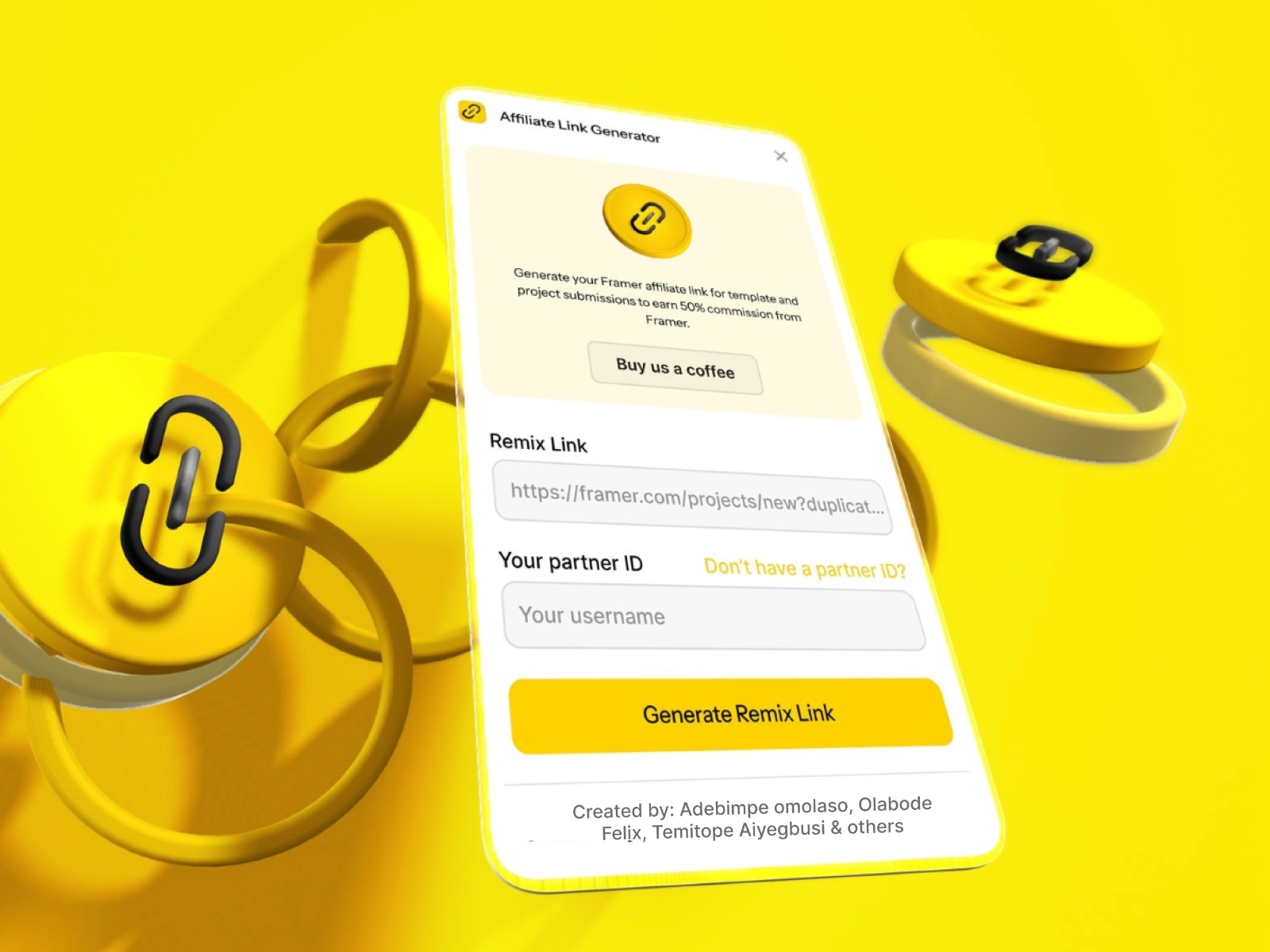 Thumbnail 2 for Affiliate Link Generator, a Framer Marketplace template by Adebimpe Omolaso.