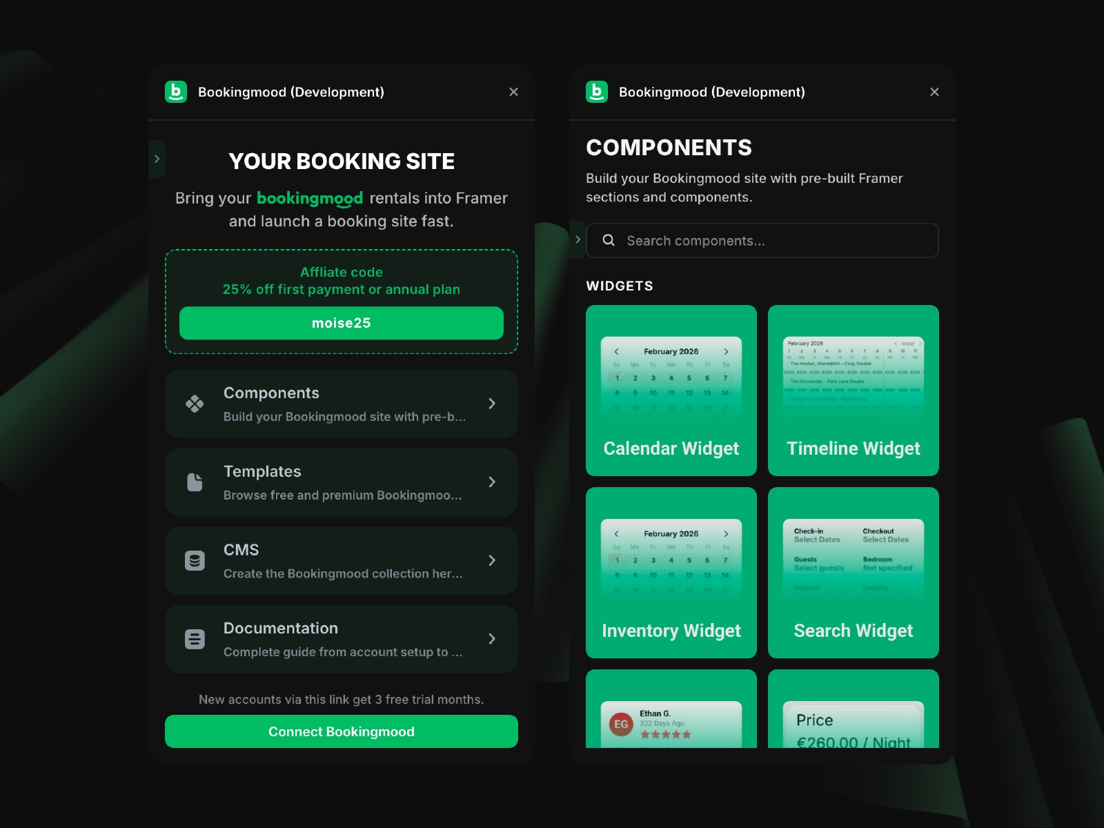 Thumbnail 1 for Bookingmood, a Framer Marketplace plugin by Moise.