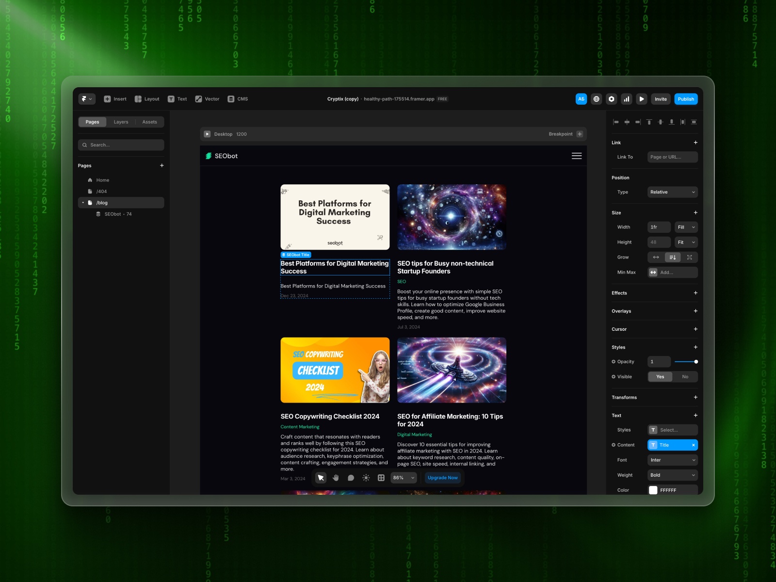 Screenshot 4 for SEObot, a Framer Marketplace plugin by SEObot AI.