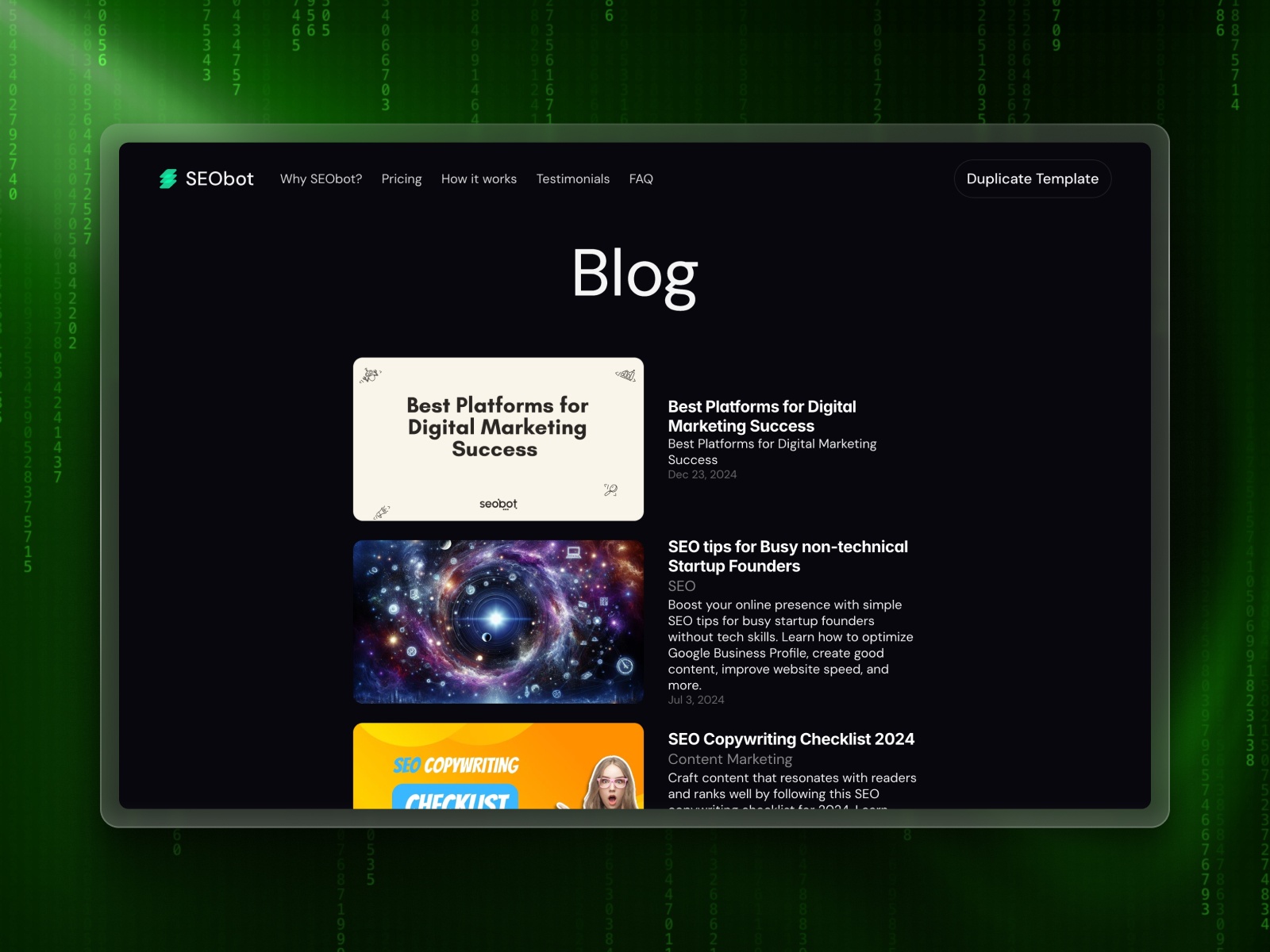 Thumbnail 1 for SEObot, a Framer Marketplace template by SEObot AI.