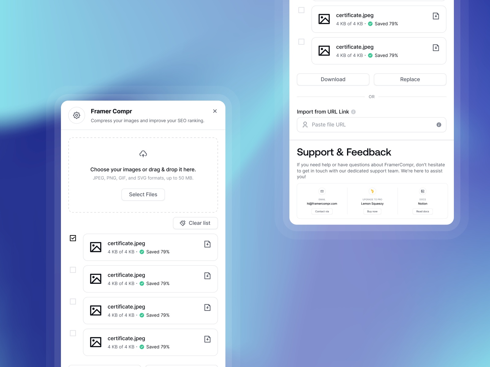Screenshot 3 for Framer Compr, a Framer Marketplace plugin by Studio Duo.
