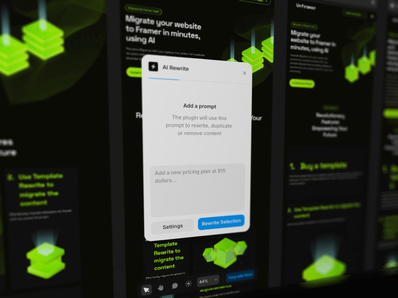 Thumbnail 2 for AI Rewrite, a Framer Marketplace template by Tommy D. Rossi.