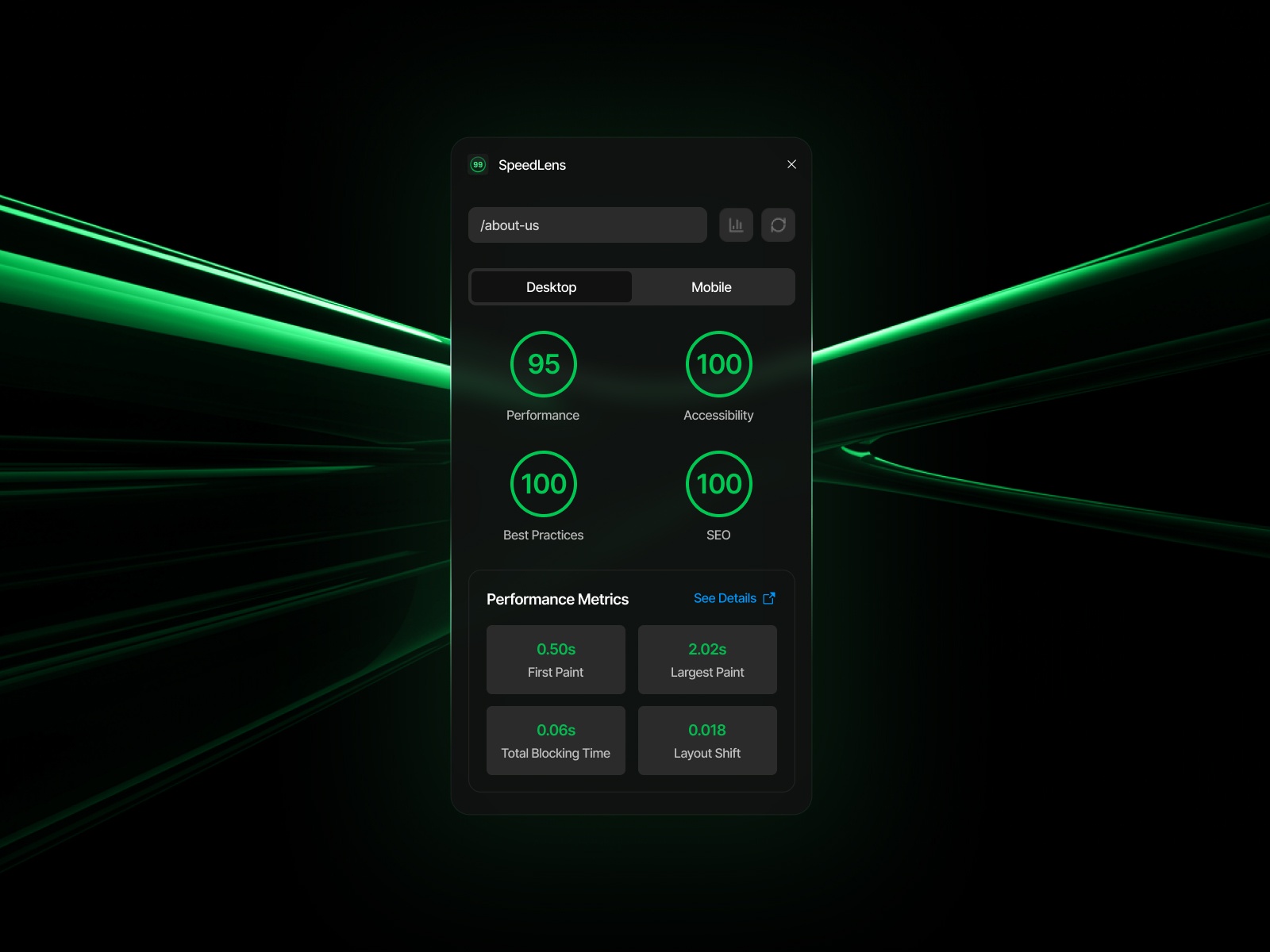 Thumbnail 1 for SpeedLens, a Framer Marketplace template by Emre Aktaş.