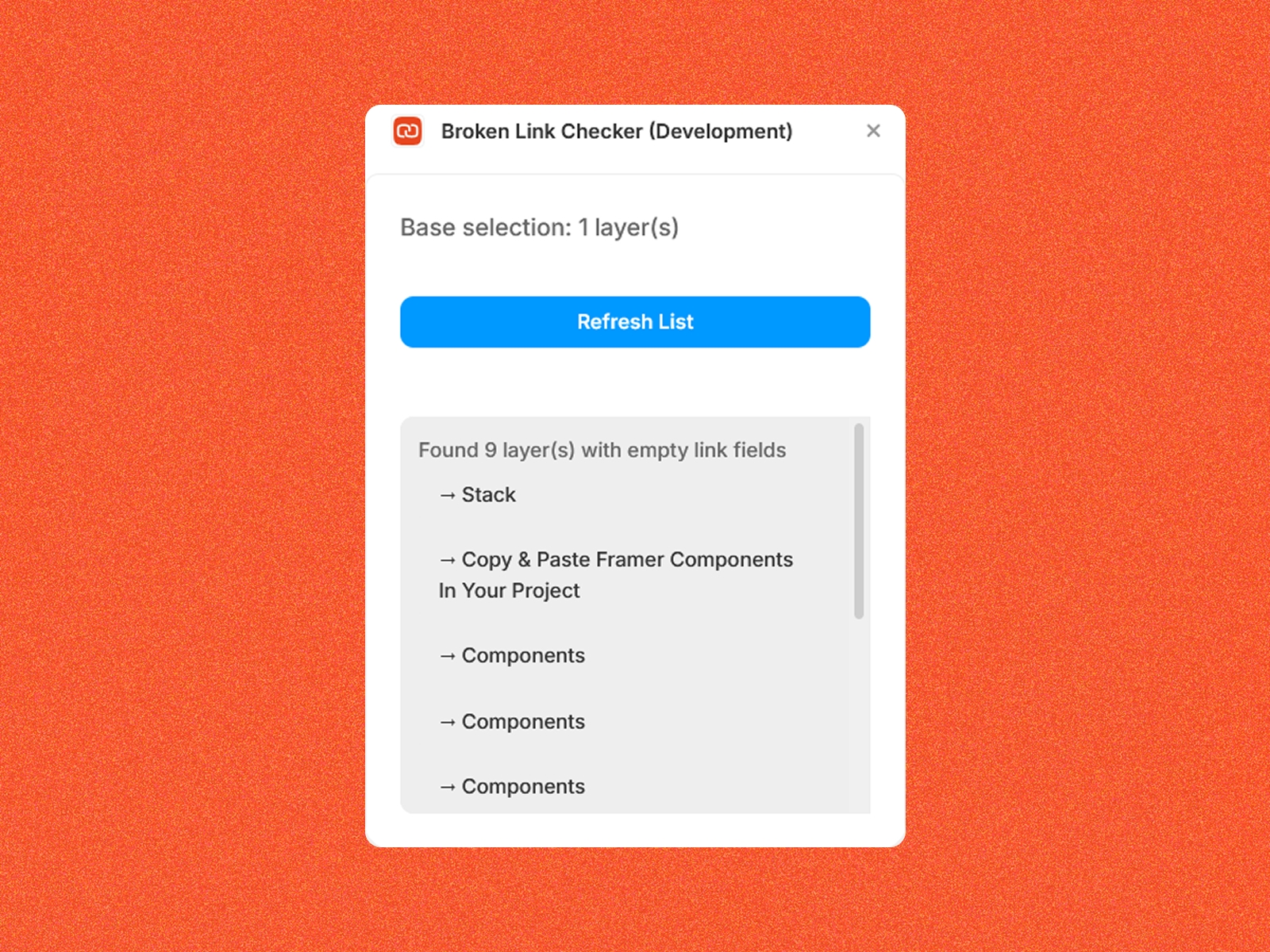 Thumbnail 2 for Broken Link Checker, a Framer Marketplace template by Junaid Ahmad.