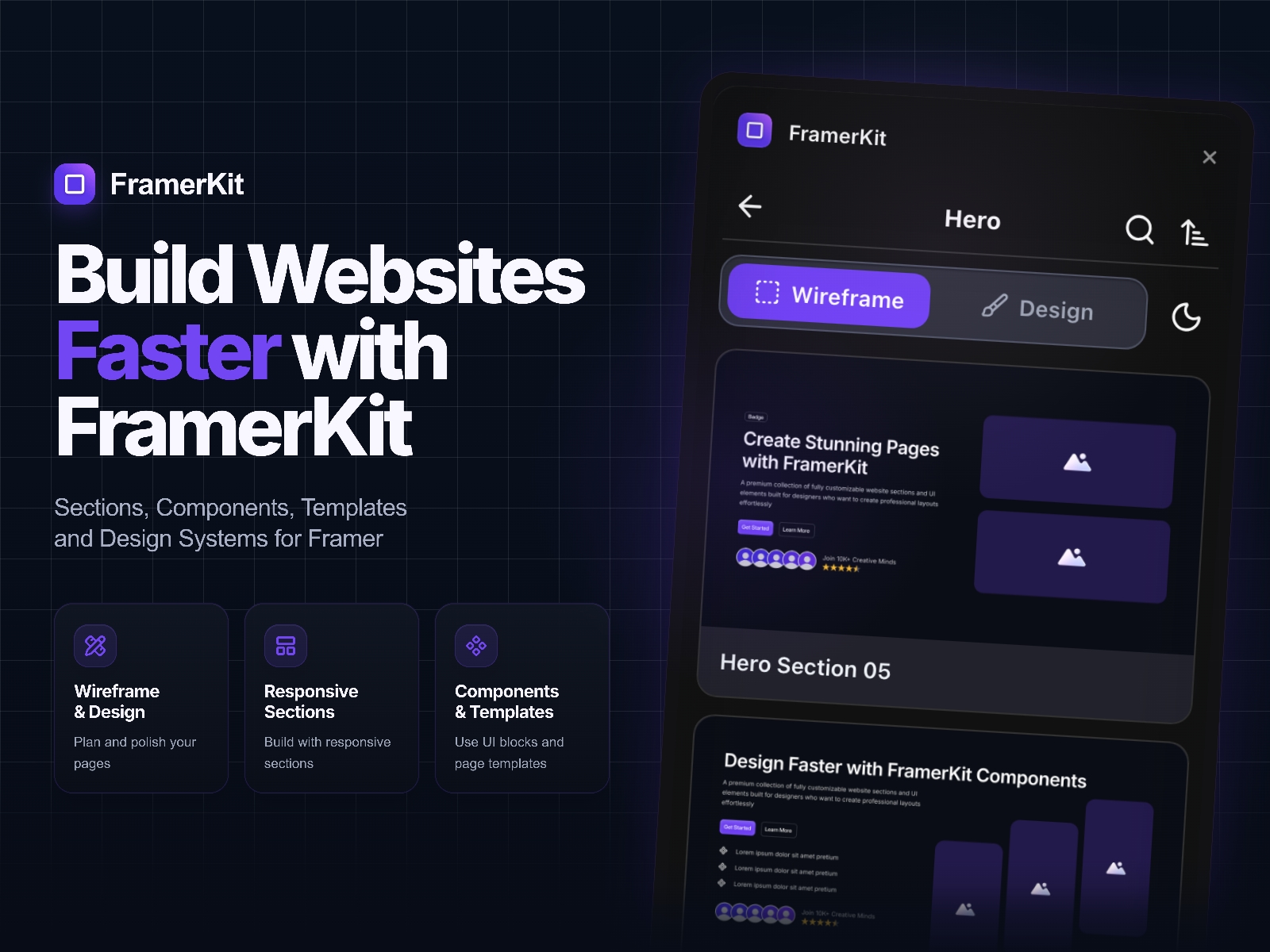 Thumbnail 1 for FramerKit, a Framer Marketplace template by Pavel  Golichenko.