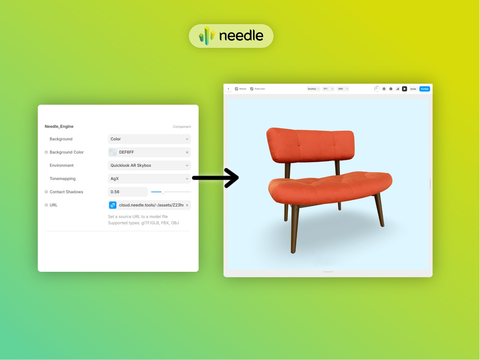 Thumbnail 1 for Needle Engine, a Framer Marketplace template by Marcel Wiessler.