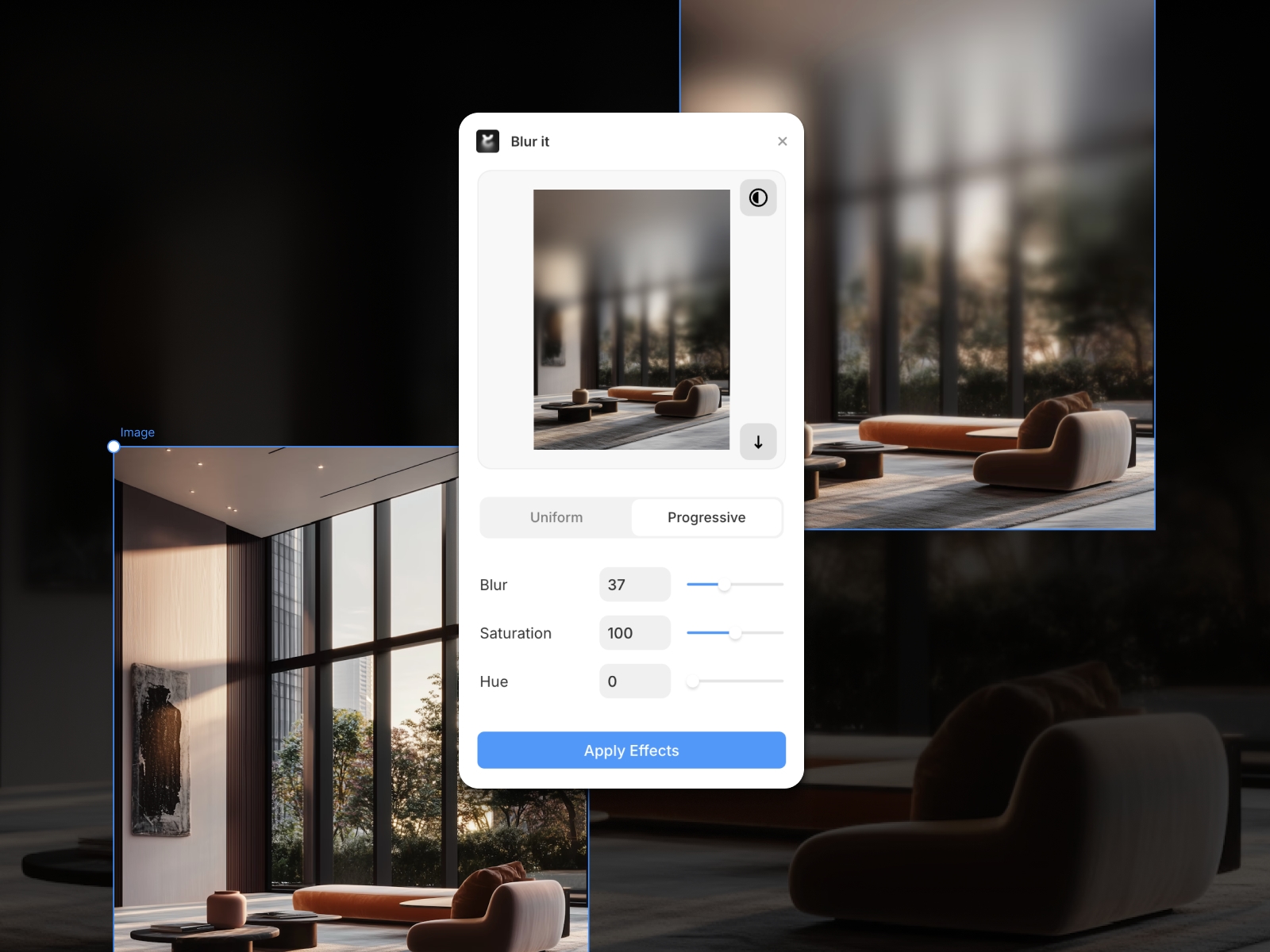Screenshot 2 for Blur it, a Framer Marketplace plugin by Fabian Albert.
