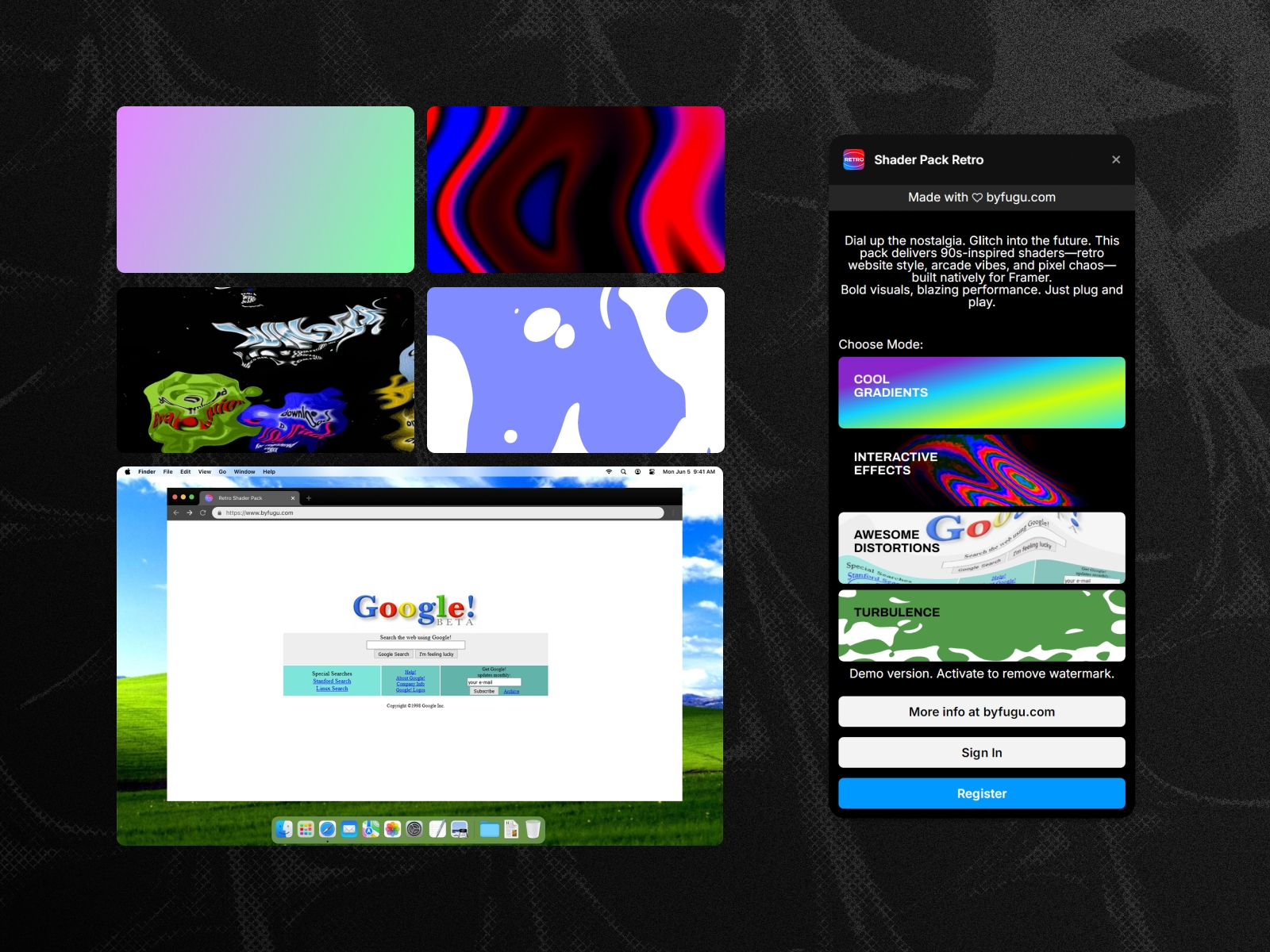 Thumbnail 2 for Shader Pack Retro, a Framer Marketplace plugin by byfugu.com.