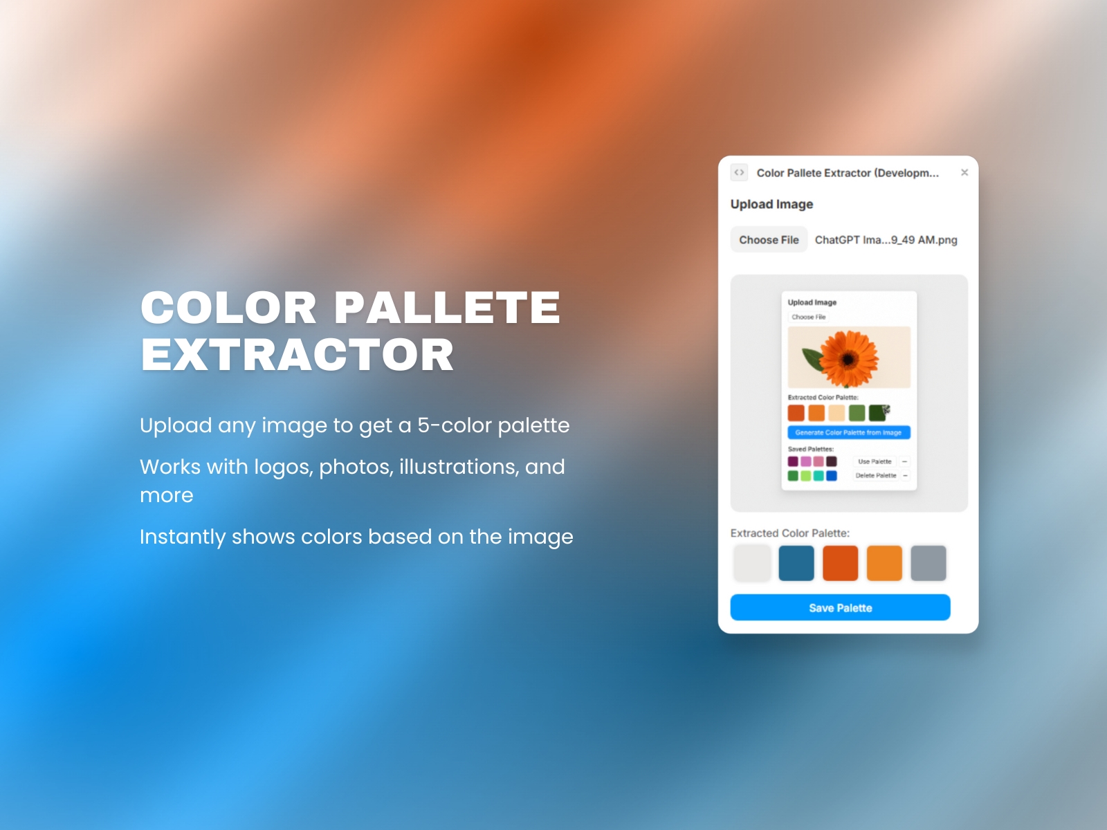Thumbnail 2 for Color Pallete Extractor, a Framer Marketplace template by Ahmed Zulfiqar.
