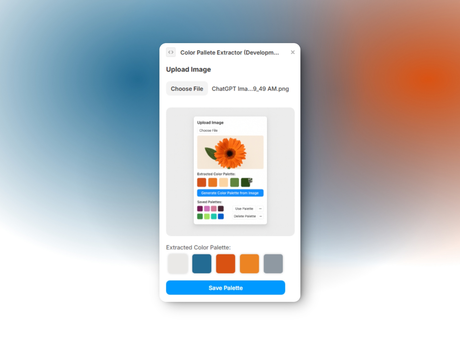 Thumbnail 1 for Color Pallete Extractor, a Framer Marketplace template by Ahmed Zulfiqar.