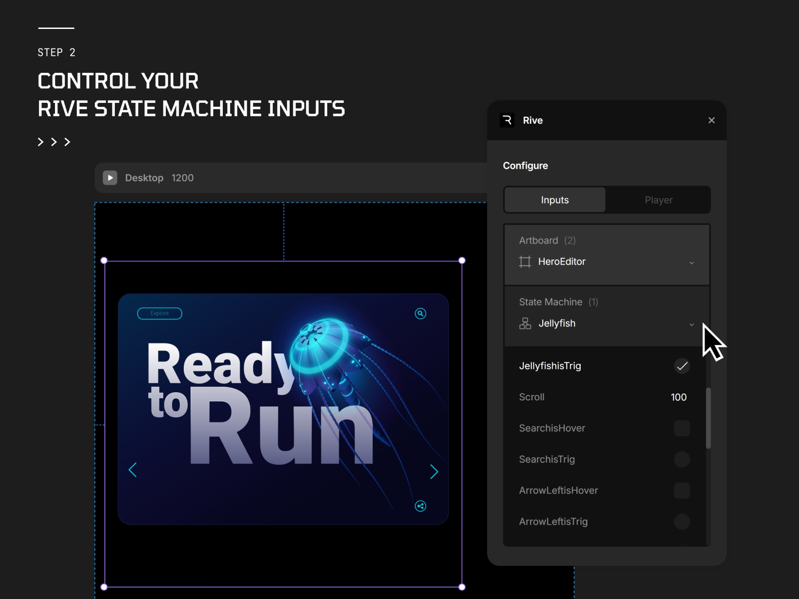 Screenshot 3 for Rive, a Framer Marketplace plugin by Rive.