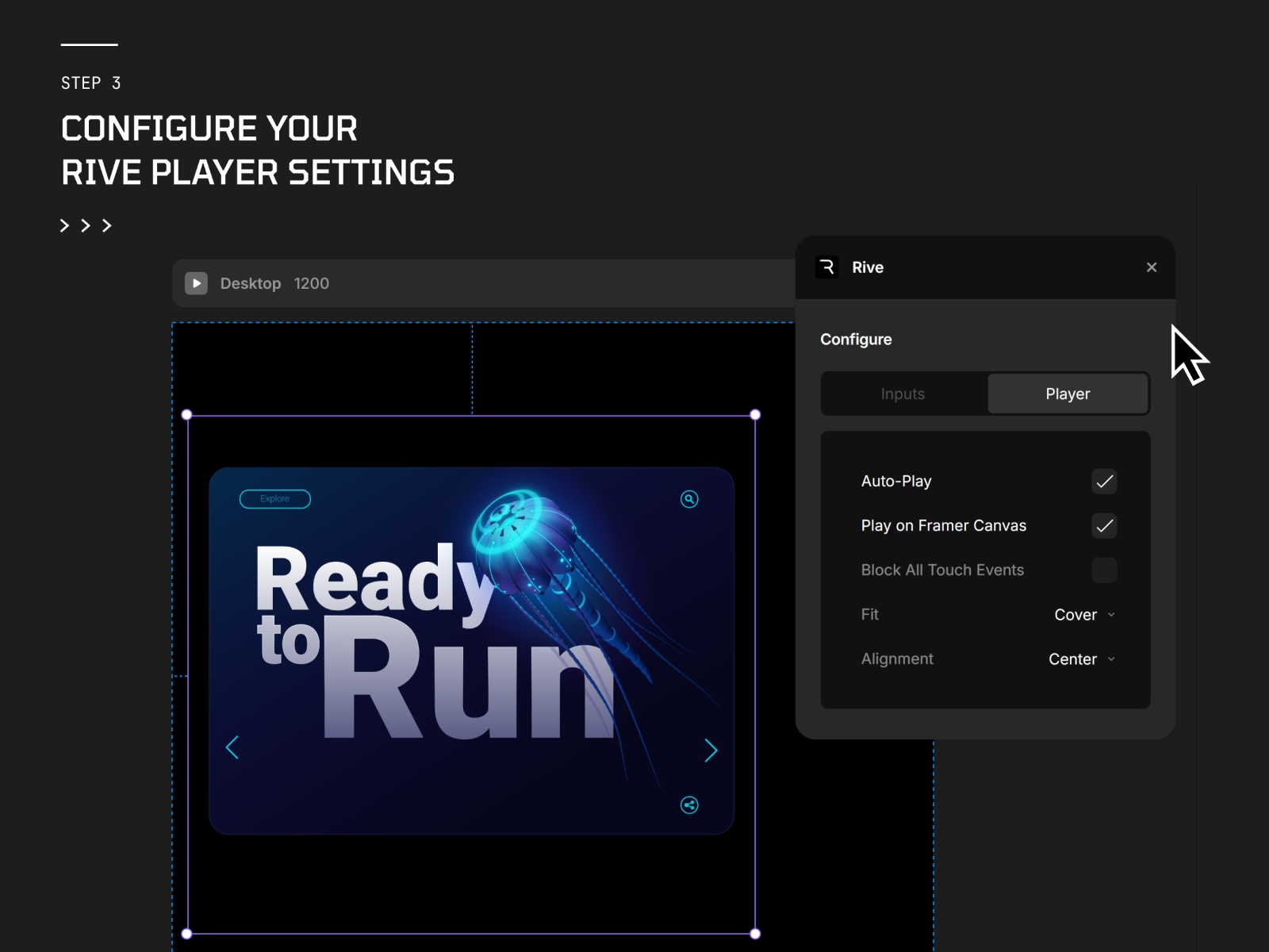 Screenshot 4 for Rive, a Framer Marketplace plugin by Rive.