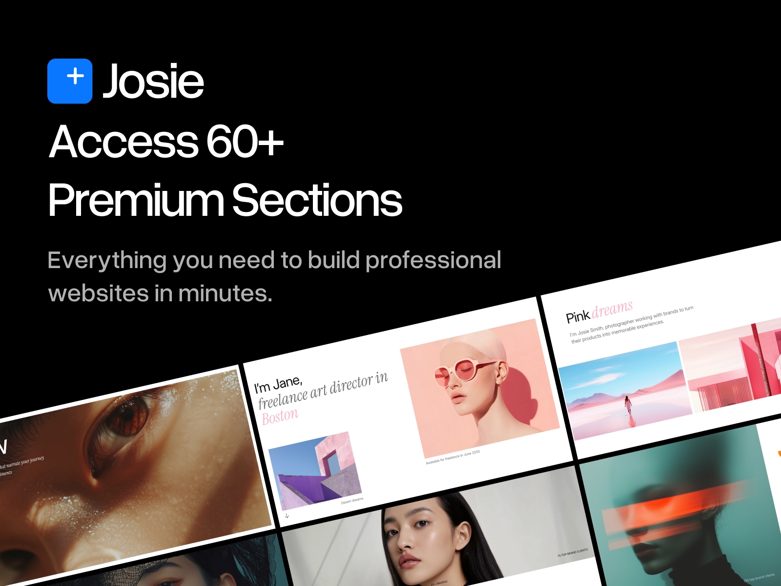 Thumbnail 1 for Josie UI Kit, a Framer Marketplace plugin by Frederik Roessell.