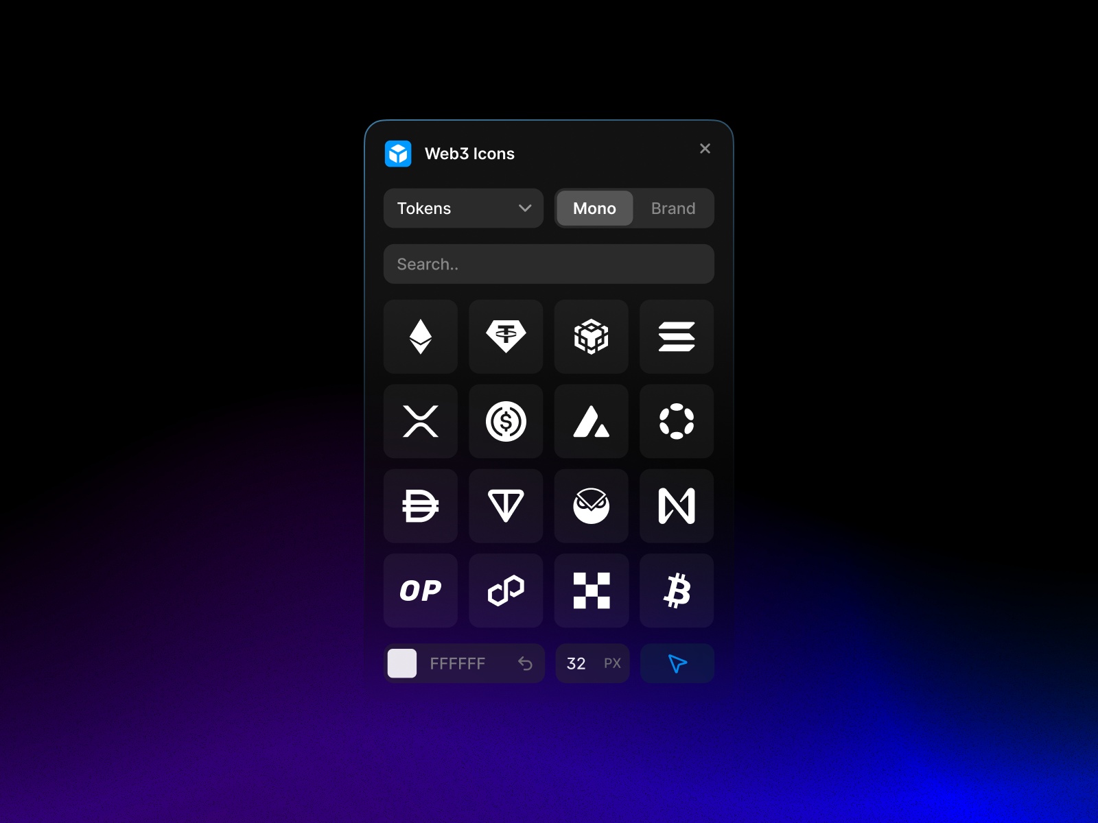 Thumbnail 1 for Web3 Icons, a Framer Marketplace plugin by Arsyad CC.