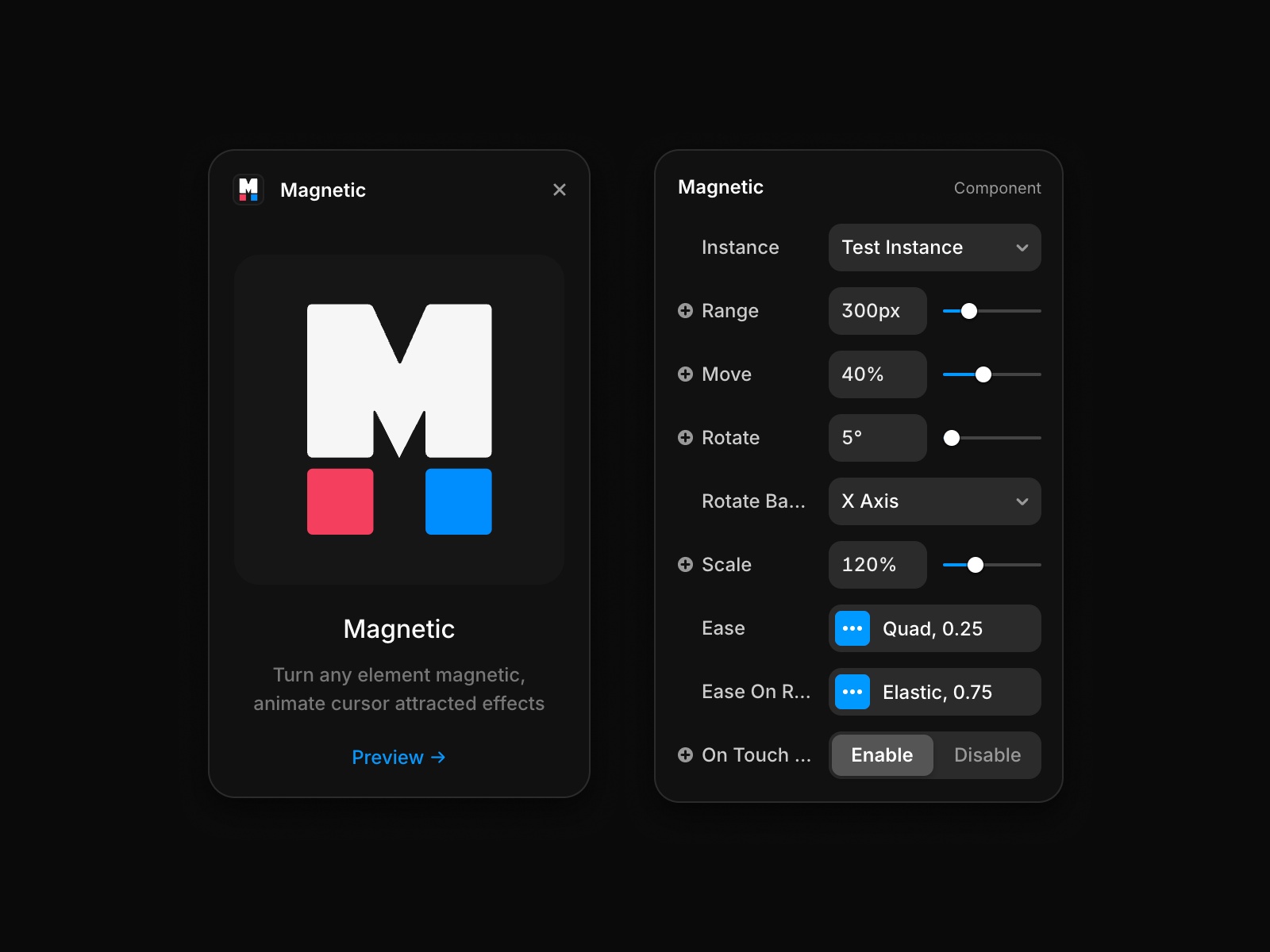 Thumbnail 2 for Magnetic, a Framer Marketplace plugin by Aframe Studio.