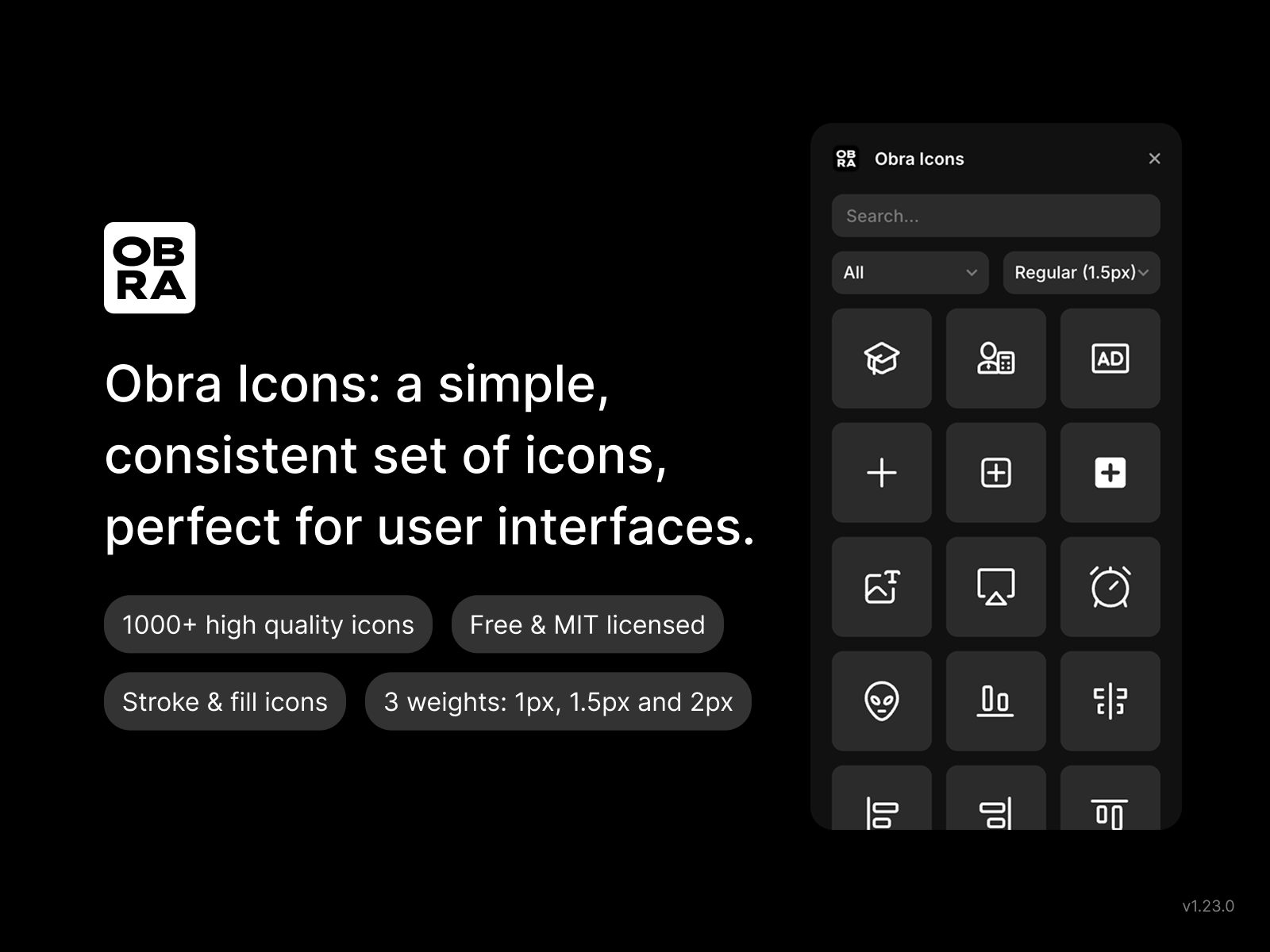 Thumbnail 1 for Obra Icons, a Framer Marketplace template by Johan Ronsse.