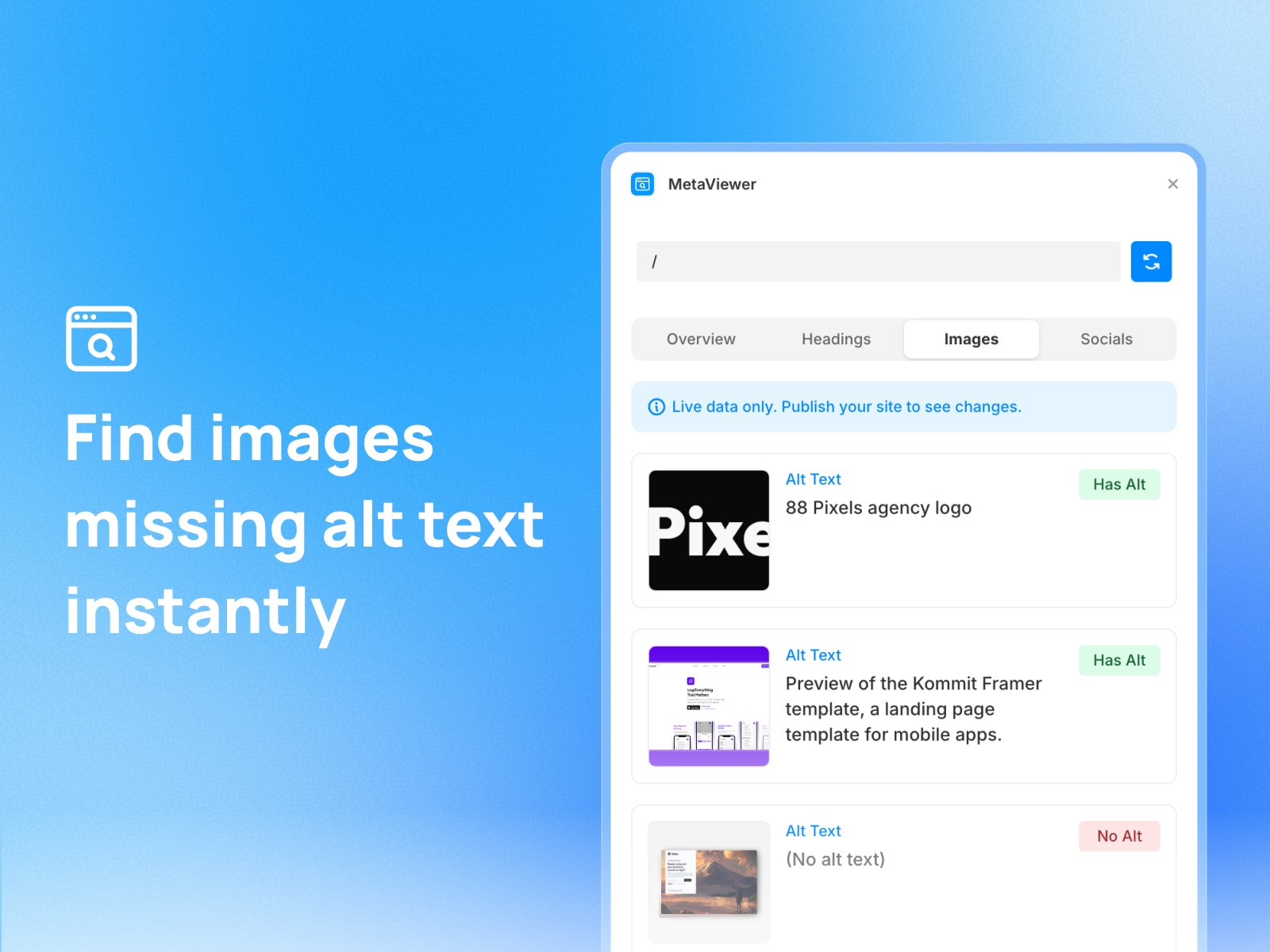 Screenshot 3 for MetaViewer, a Framer Marketplace plugin by Julien Vier.