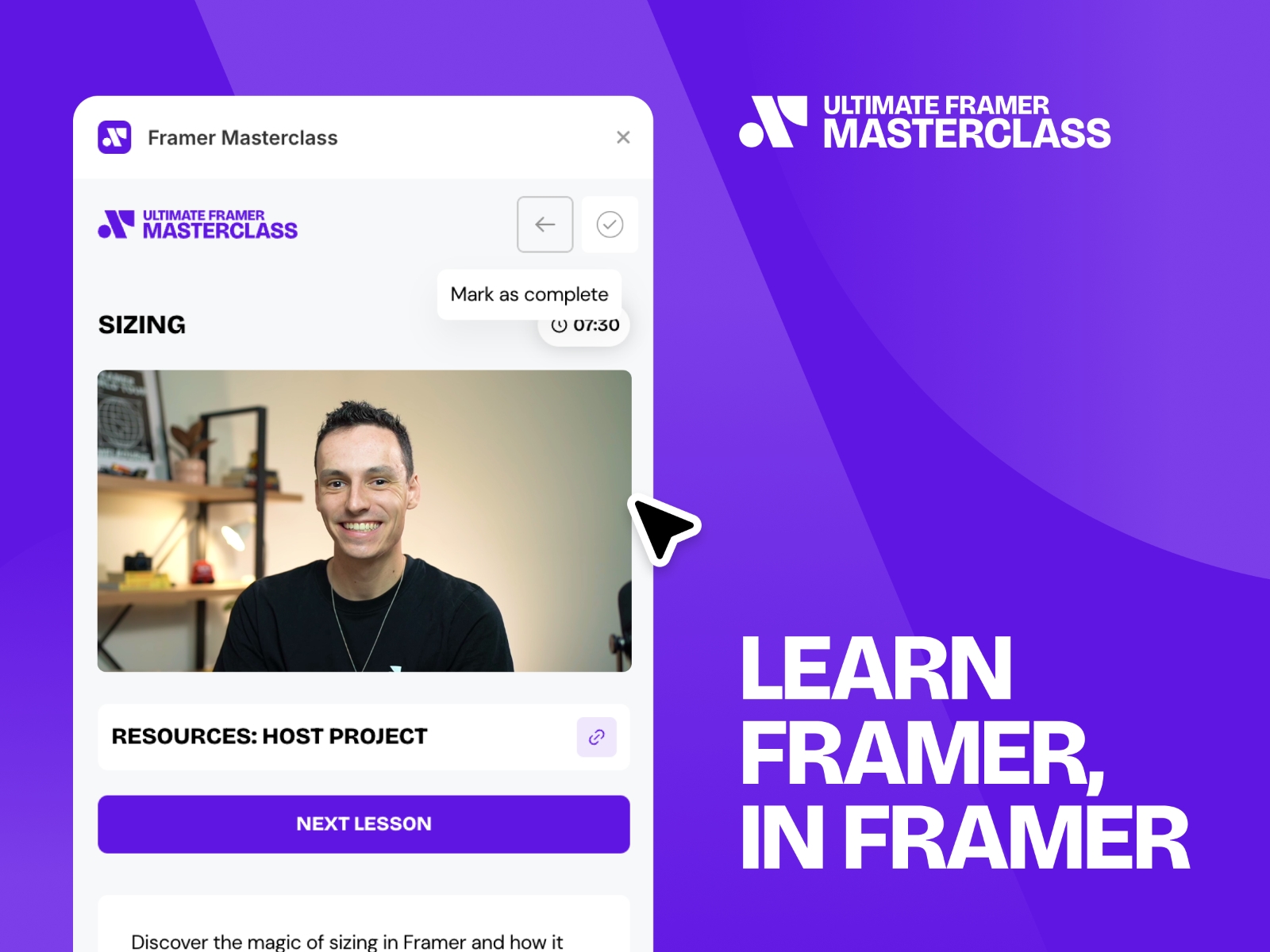 Thumbnail 1 for Framer Masterclass, a Framer Marketplace plugin by Insert Frame.