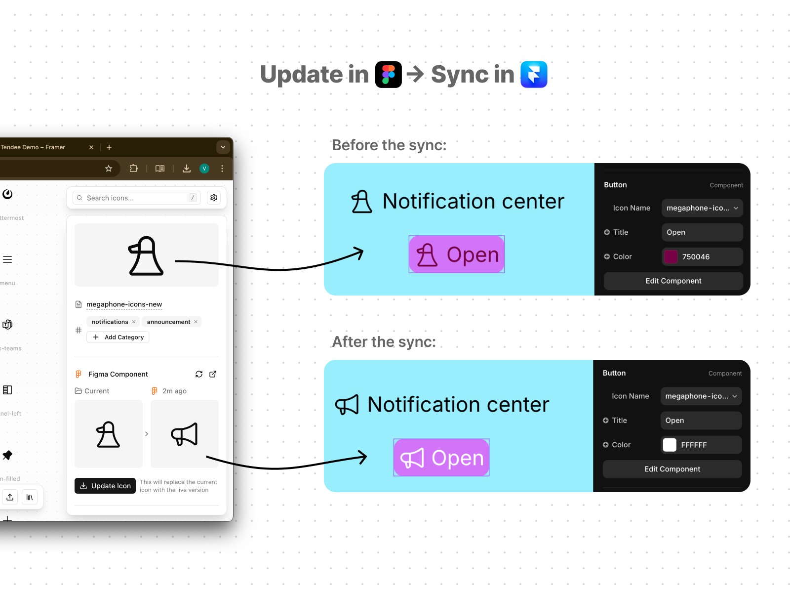 Screenshot 3 for Tendee Icons - Figma Sync, a Framer Marketplace plugin by Vit Mee.
