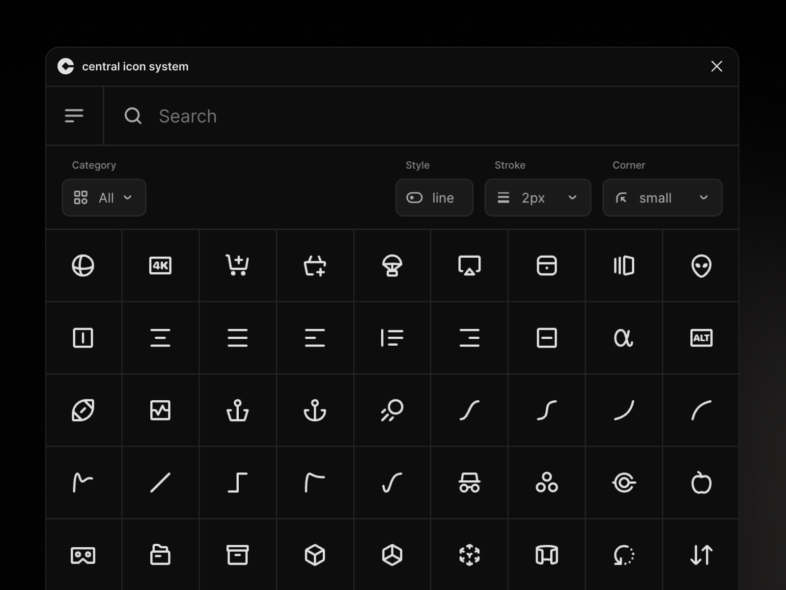 Thumbnail 2 for Central Icon System, a Framer Marketplace template by the iconists.