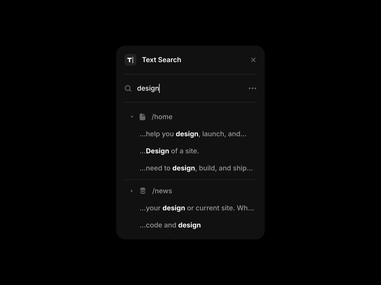 Thumbnail 2 for Text Search, a Framer Marketplace plugin by Framer.