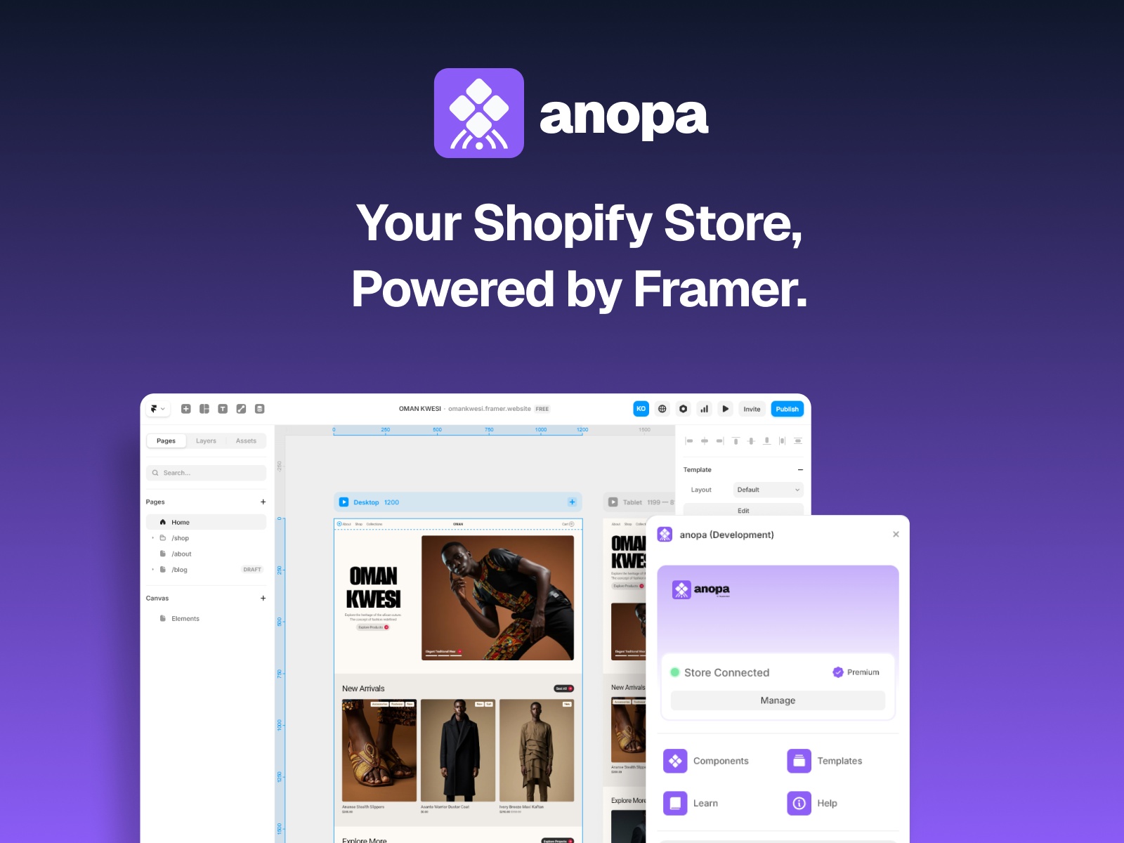 Thumbnail 1 for anopa, a Framer Marketplace template by Kelvin O.