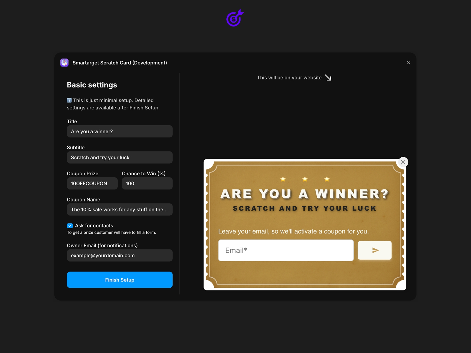 Thumbnail 2 for Smartarget Scratch Card, a Framer Marketplace template by Smartarget.