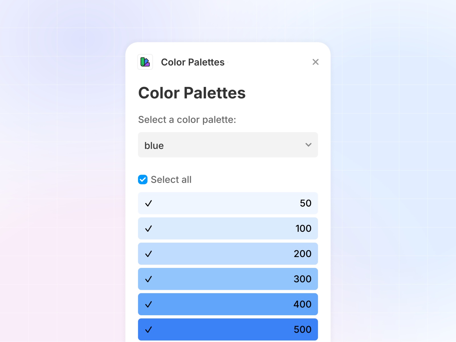 Thumbnail 1 for Color Palettes, a Framer Marketplace plugin by Julien Vier.