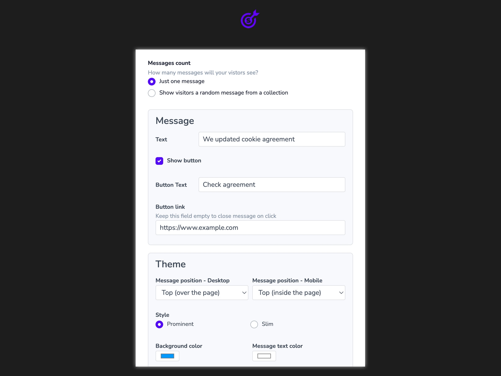 Screenshot 3 for Smartarget Message Bar, a Framer Marketplace plugin by Smartarget.