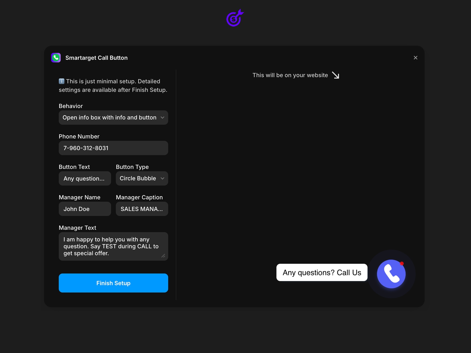 Thumbnail 2 for Click to Call, a Framer Marketplace template by Smartarget.