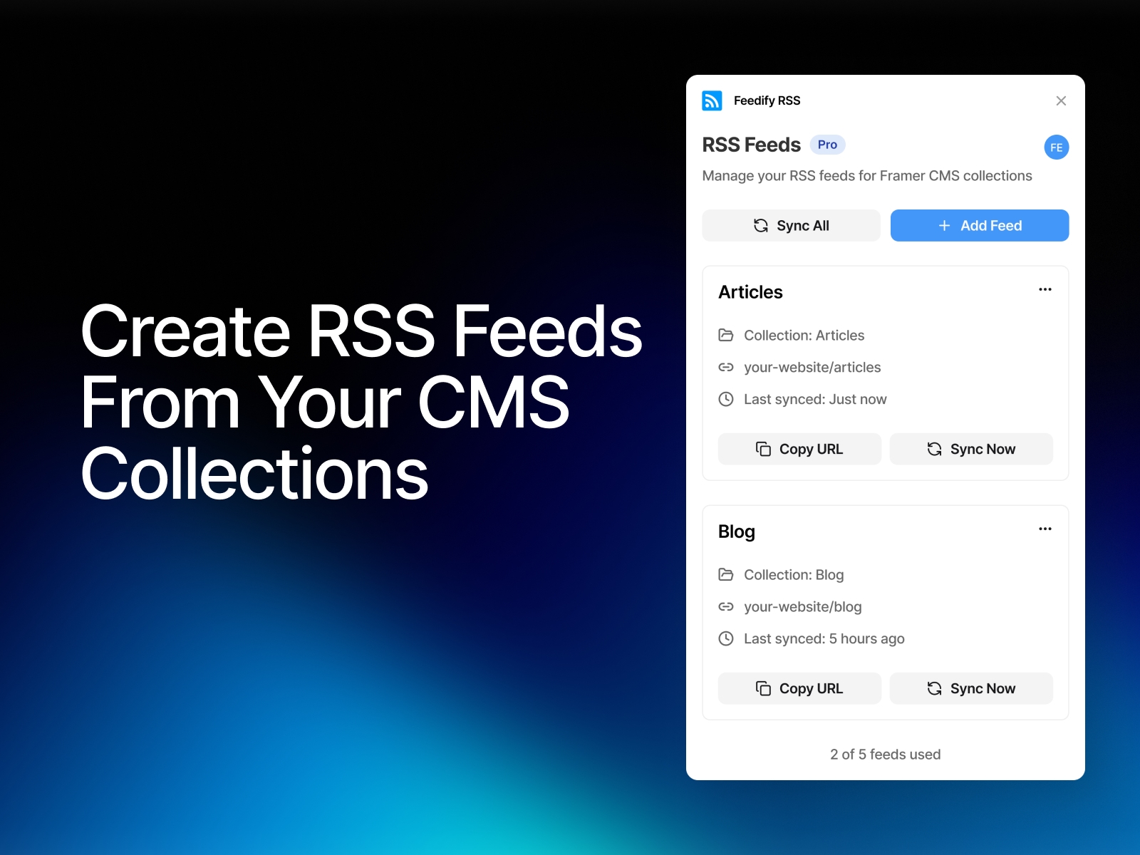 Thumbnail 1 for Feedify RSS, a Framer Marketplace template by Benjamin Barak.