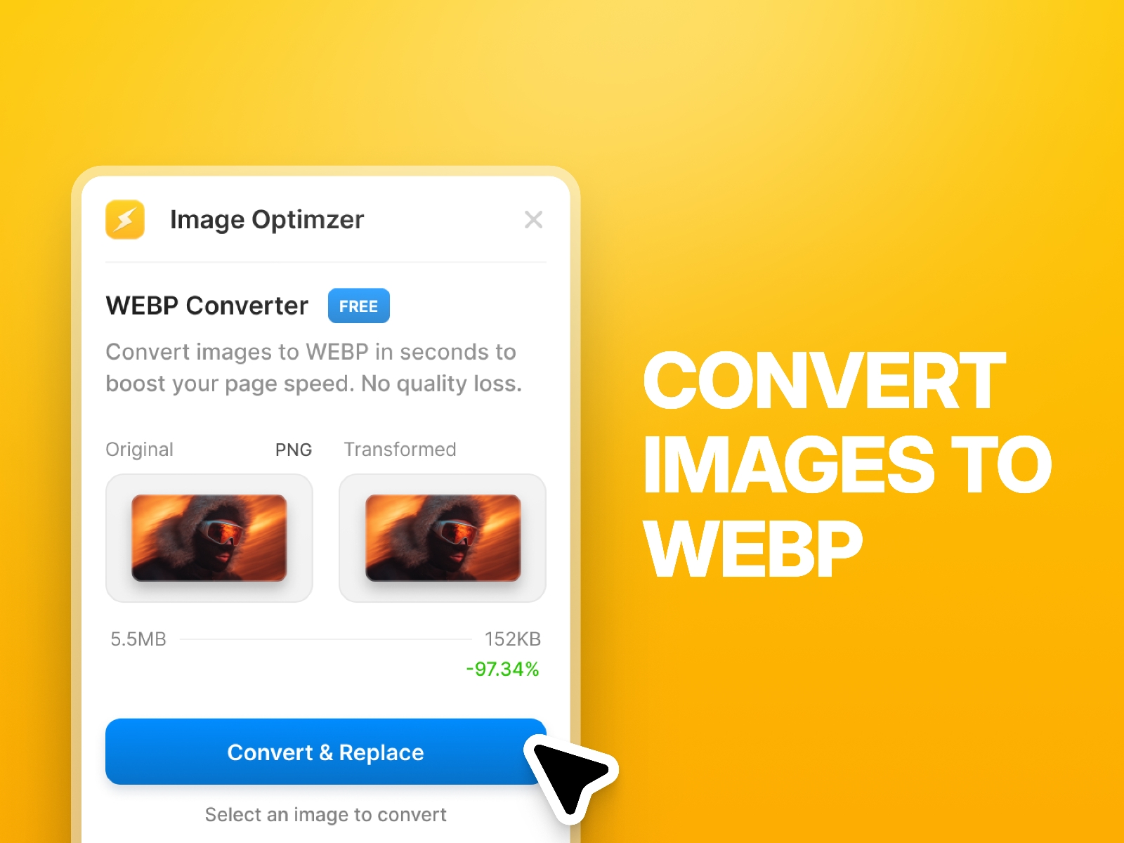 Thumbnail 1 for WEBP Image Converter, a Framer Marketplace template by Adheeb.