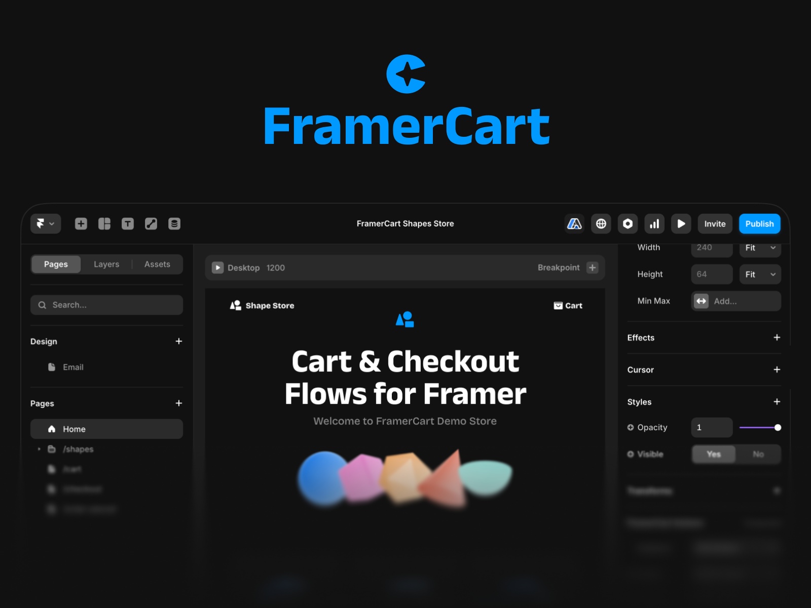 Thumbnail 1 for FramerCart, a Framer Marketplace plugin by Aframe Studio.