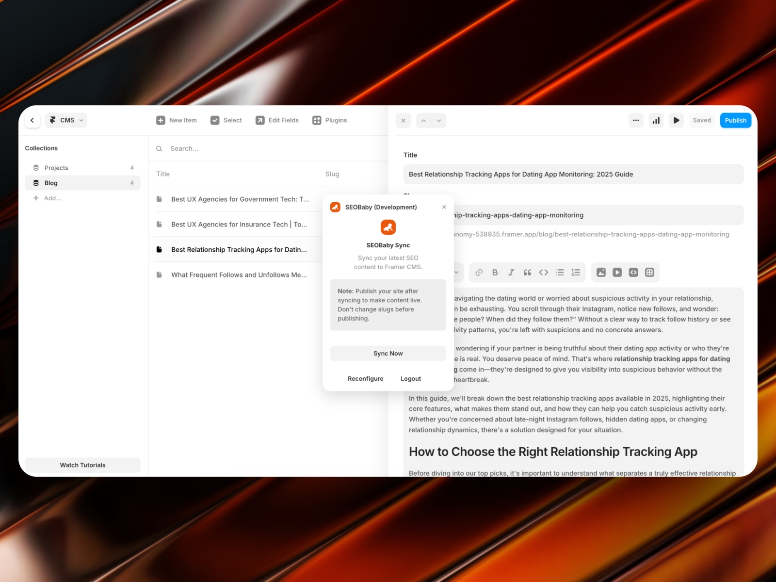 Screenshot 3 for SEOBaby, a Framer Marketplace plugin by Aryan Bhasin.