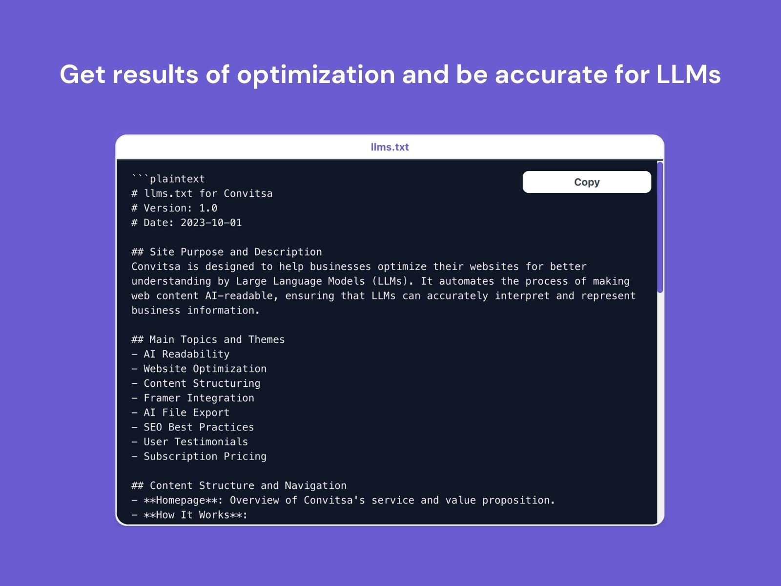 Screenshot 3 for Convitsa, a Framer Marketplace plugin by Convitsa.