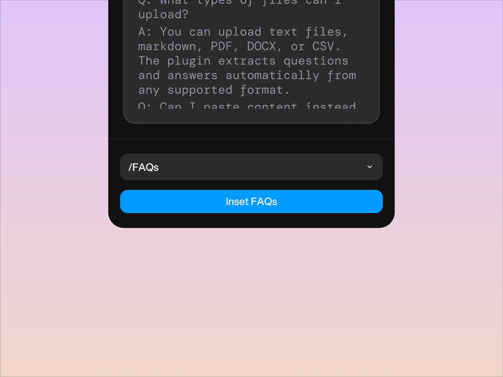 Screenshot 3 for FAQs Builder, a Framer Marketplace plugin by Framer Lists.
