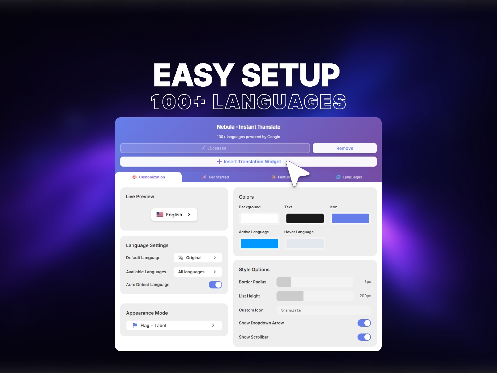 Thumbnail 2 for Nebulang - Website Translator, a Framer Marketplace template by Nebulapps.