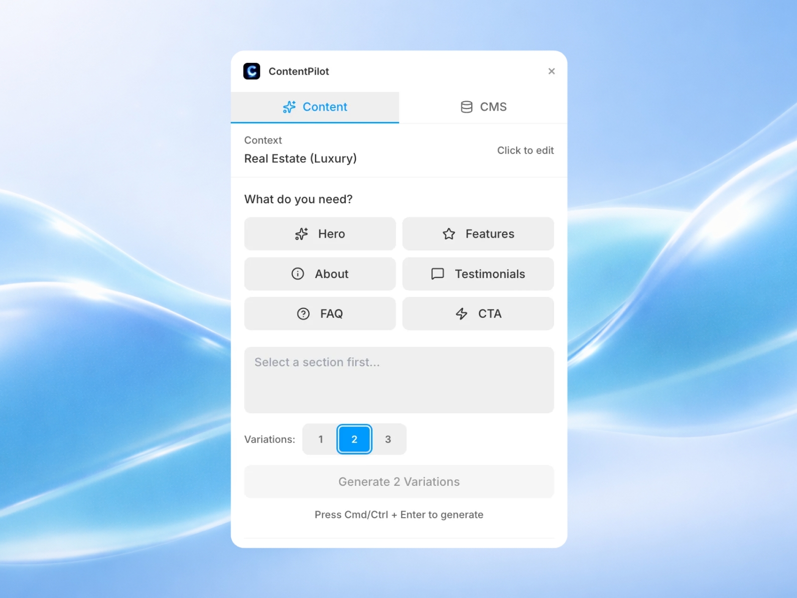 Screenshot 3 for ContentPilot, a Framer Marketplace plugin by Launchly.