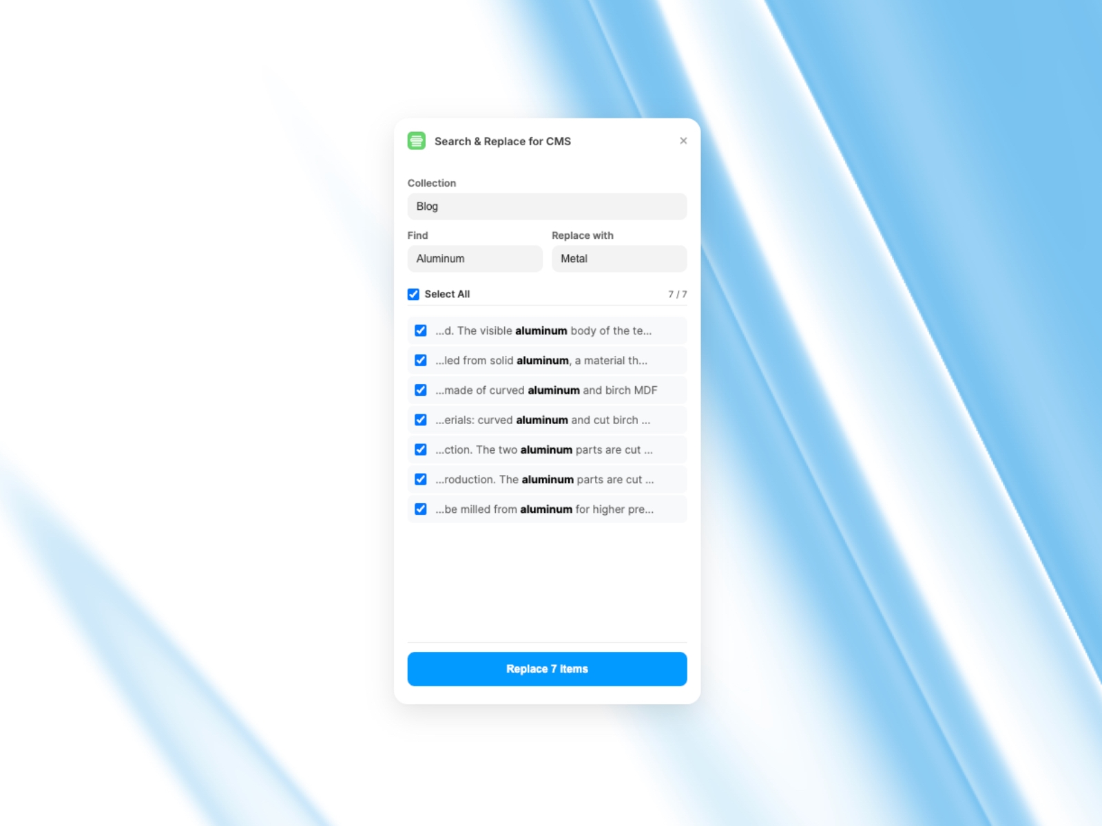 Thumbnail 1 for Search & Replace for CMS, a Framer Marketplace template by Henning Winter.
