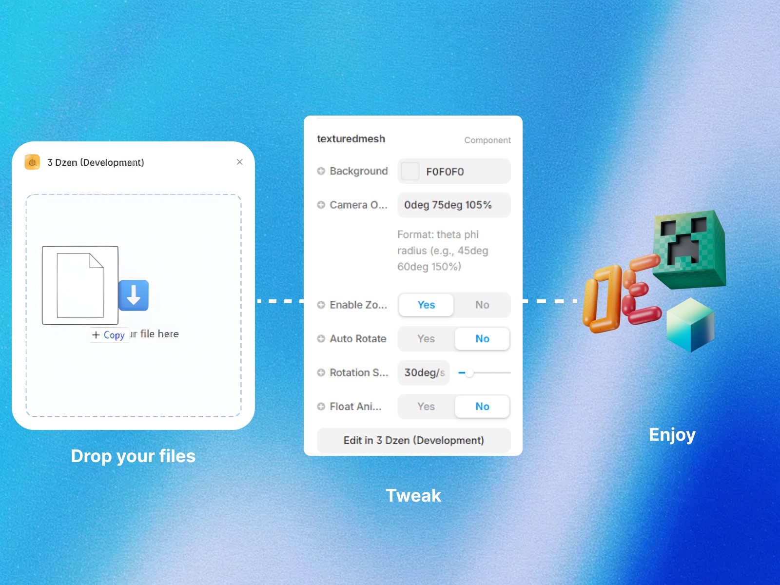 Screenshot 3 for 3 Dzen, a Framer Marketplace plugin by Sam De.