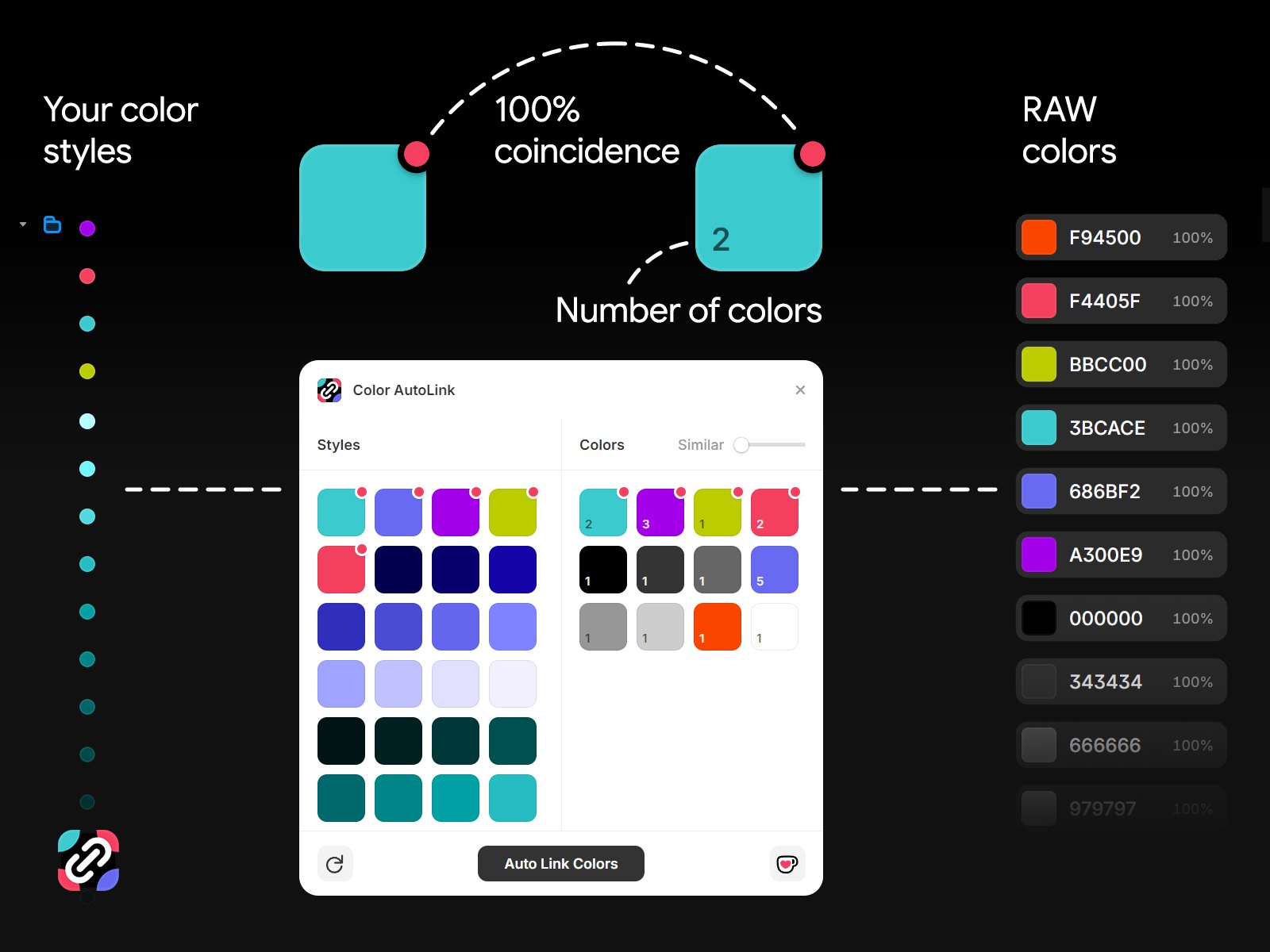 Screenshot 3 for Color AutoLink, a Framer Marketplace plugin by Dmitrii FRecolor.
