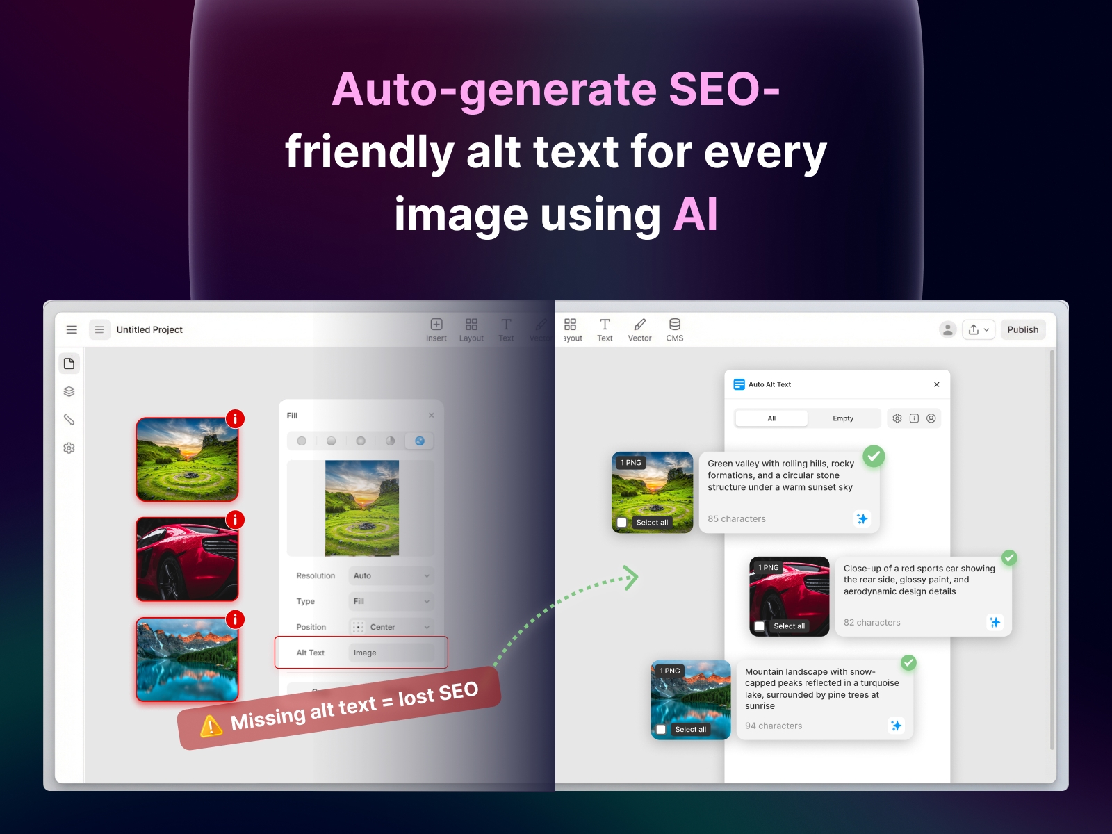 Thumbnail 2 for Auto Alt Text, a Framer Marketplace template by Framer Geeks.