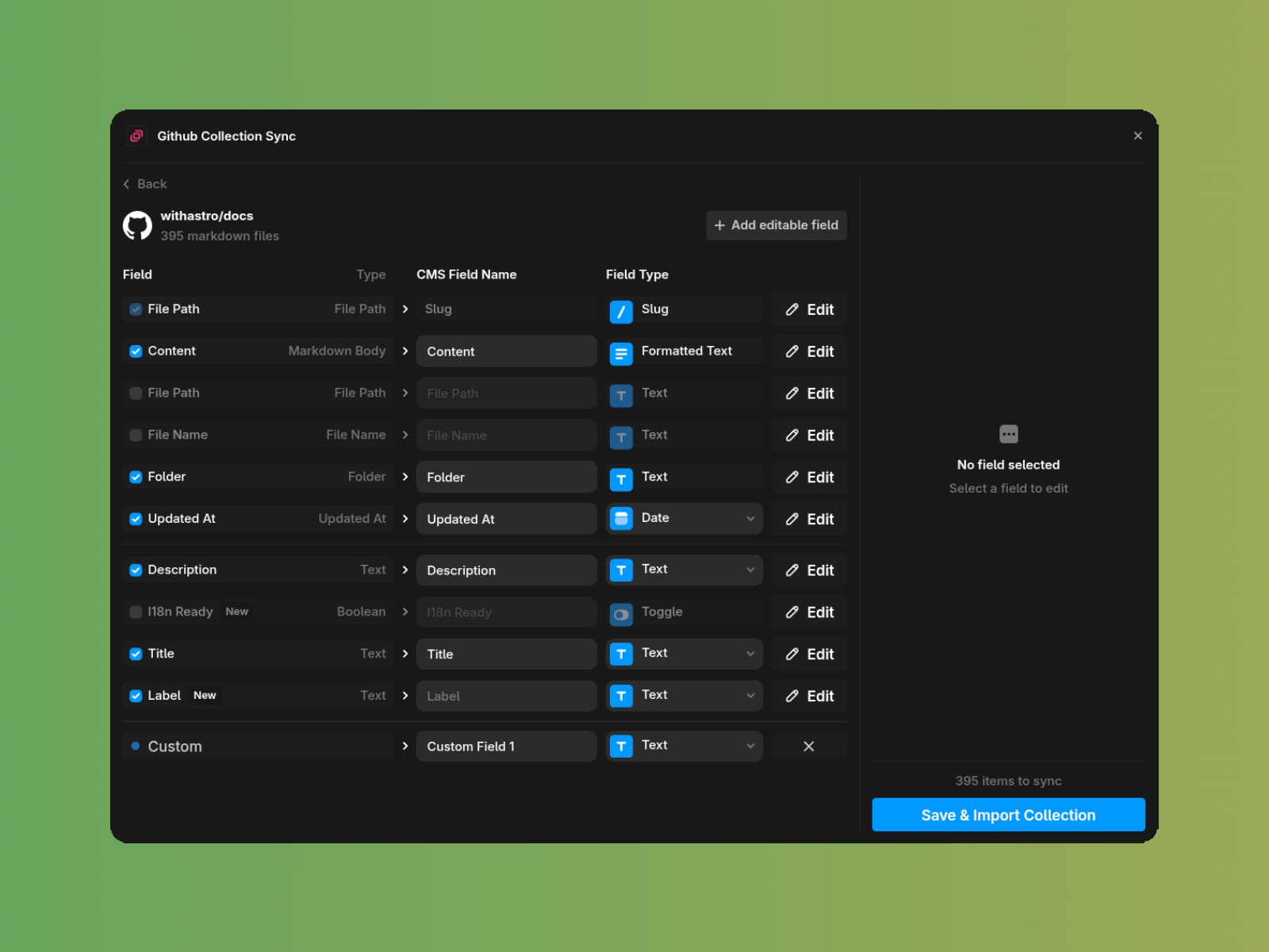 Screenshot 3 for Github Collections Sync, a Framer Marketplace plugin by Gaspard.