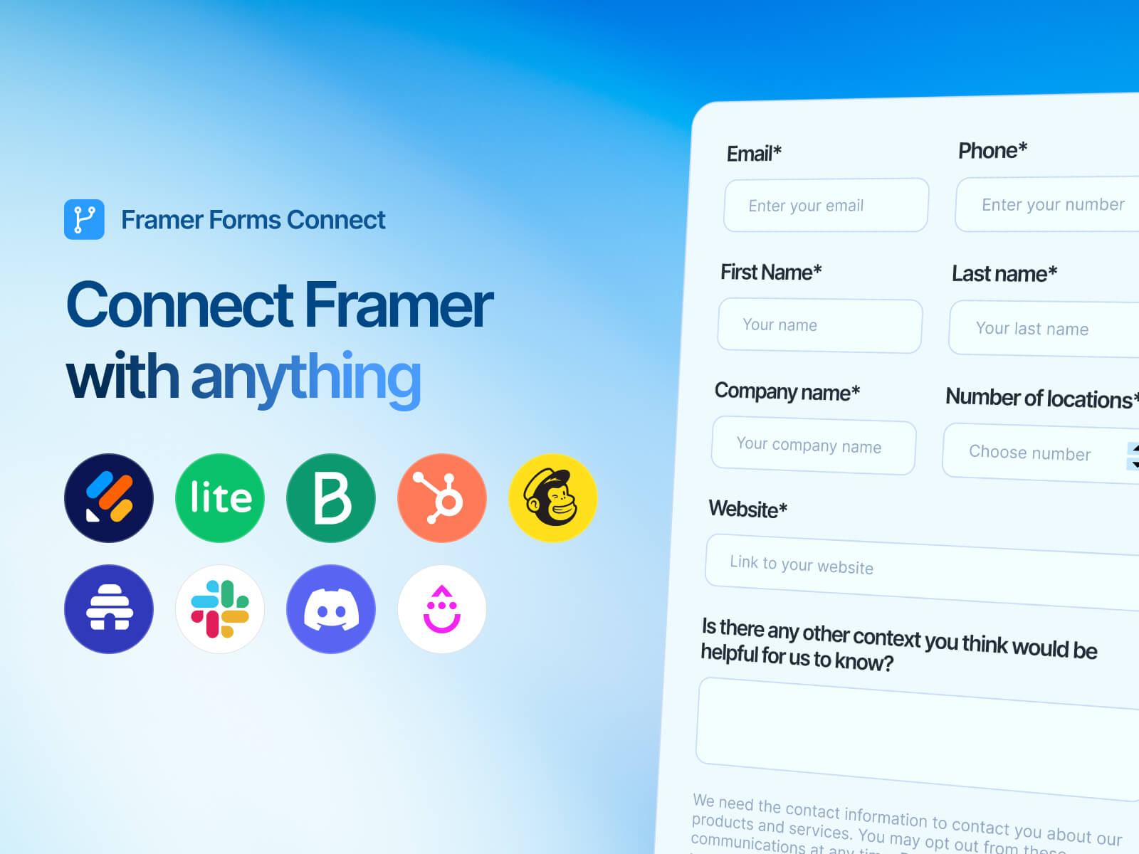 Thumbnail 2 for Framer Forms Connect, a Framer Marketplace plugin by Roman Avshalumov.